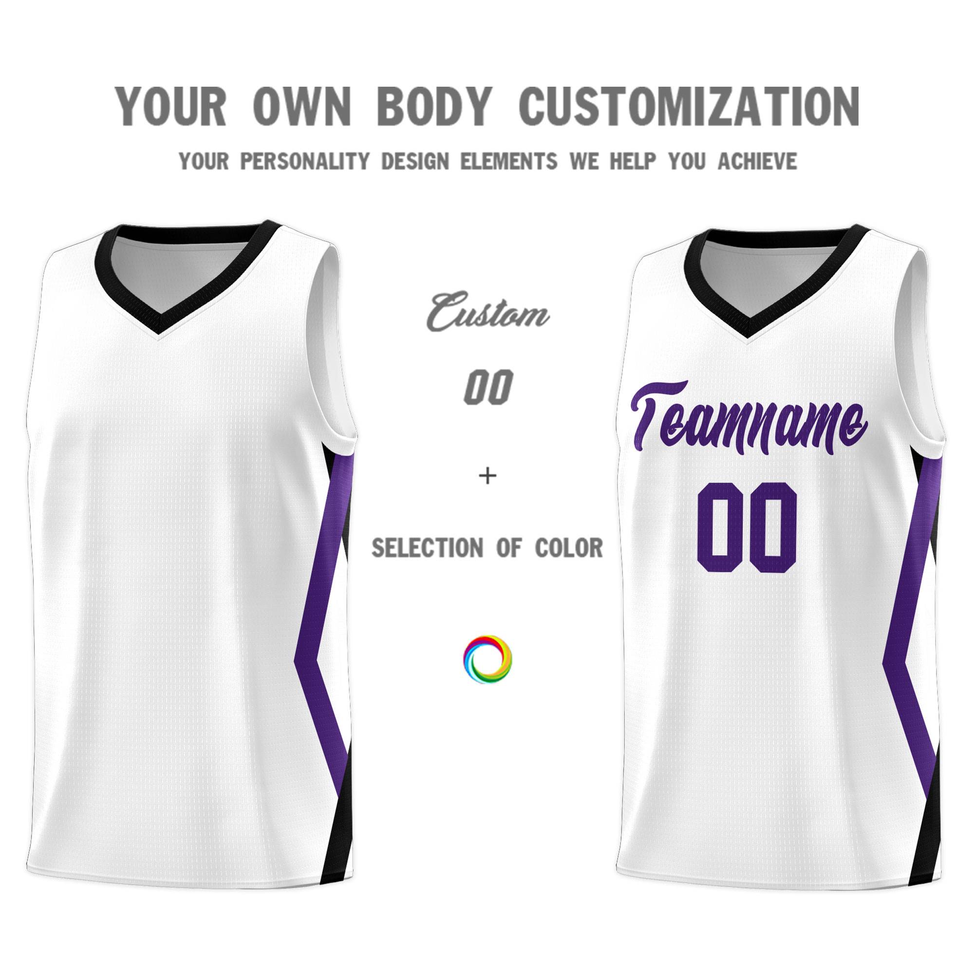 Custom White Side Rhombus Graffiti Pattern Kits Basketball Jersey|KXKSHOP