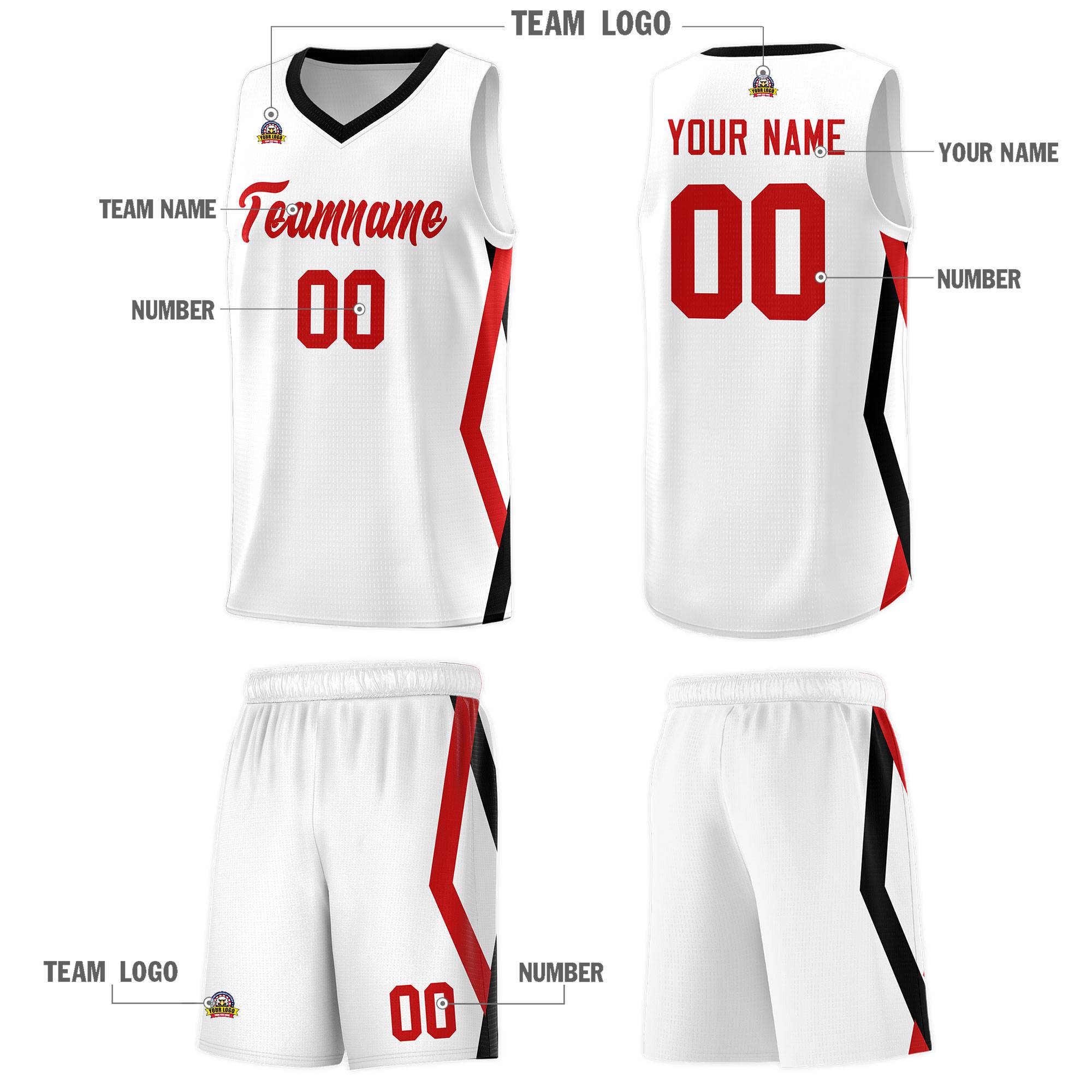 Custom White Side Rhombus Graffiti Pattern Kits Basketball Jersey|KXKSHOP