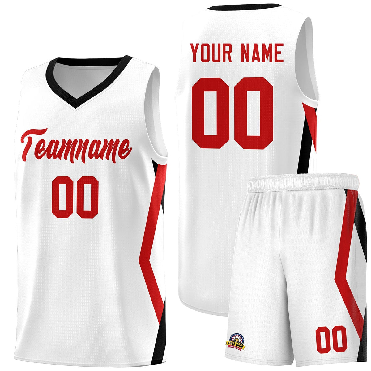 Custom White Side Rhombus Graffiti Pattern Kits Basketball Jersey|KXKSHOP