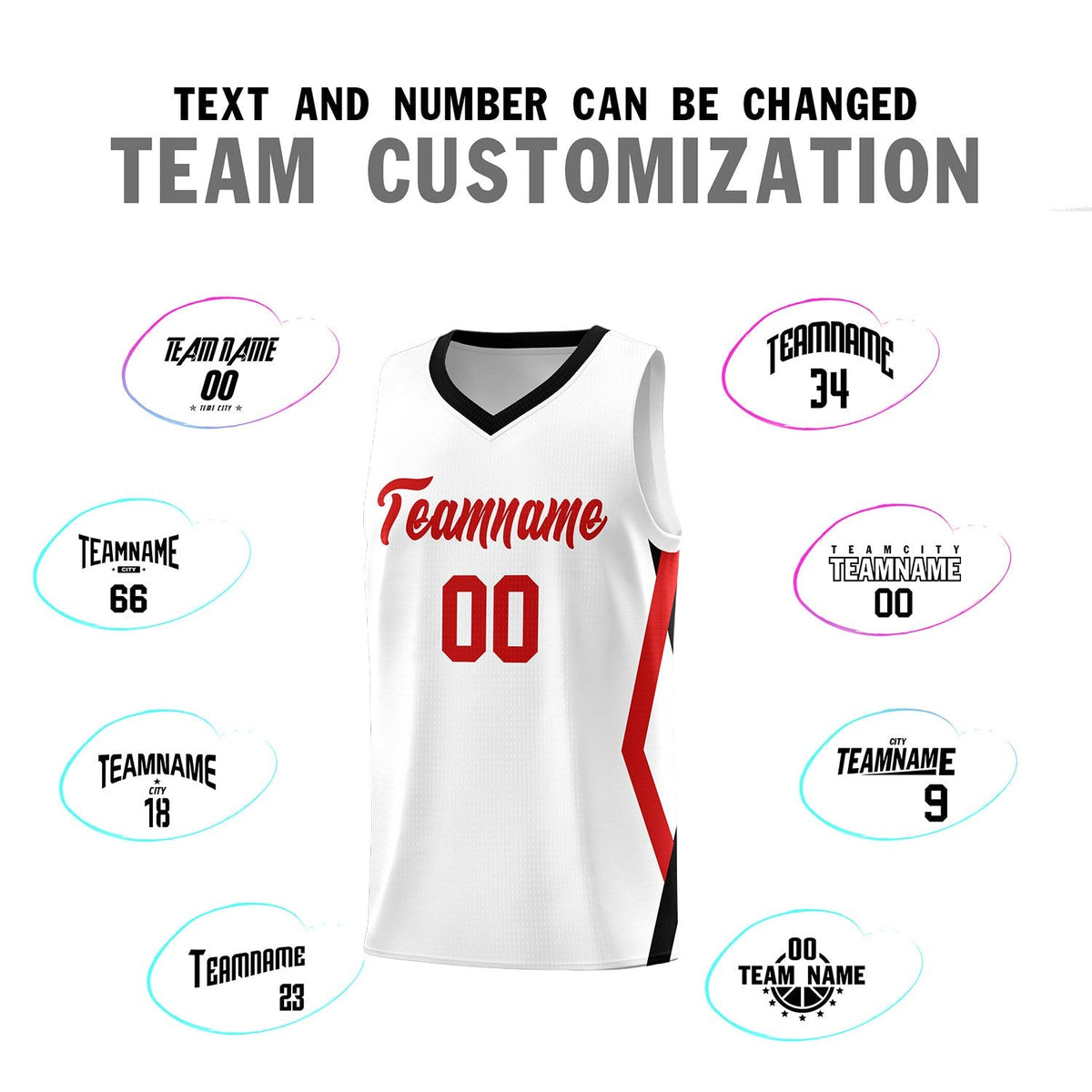 Custom White Side Rhombus Graffiti Pattern Kits Basketball Jersey|KXKSHOP