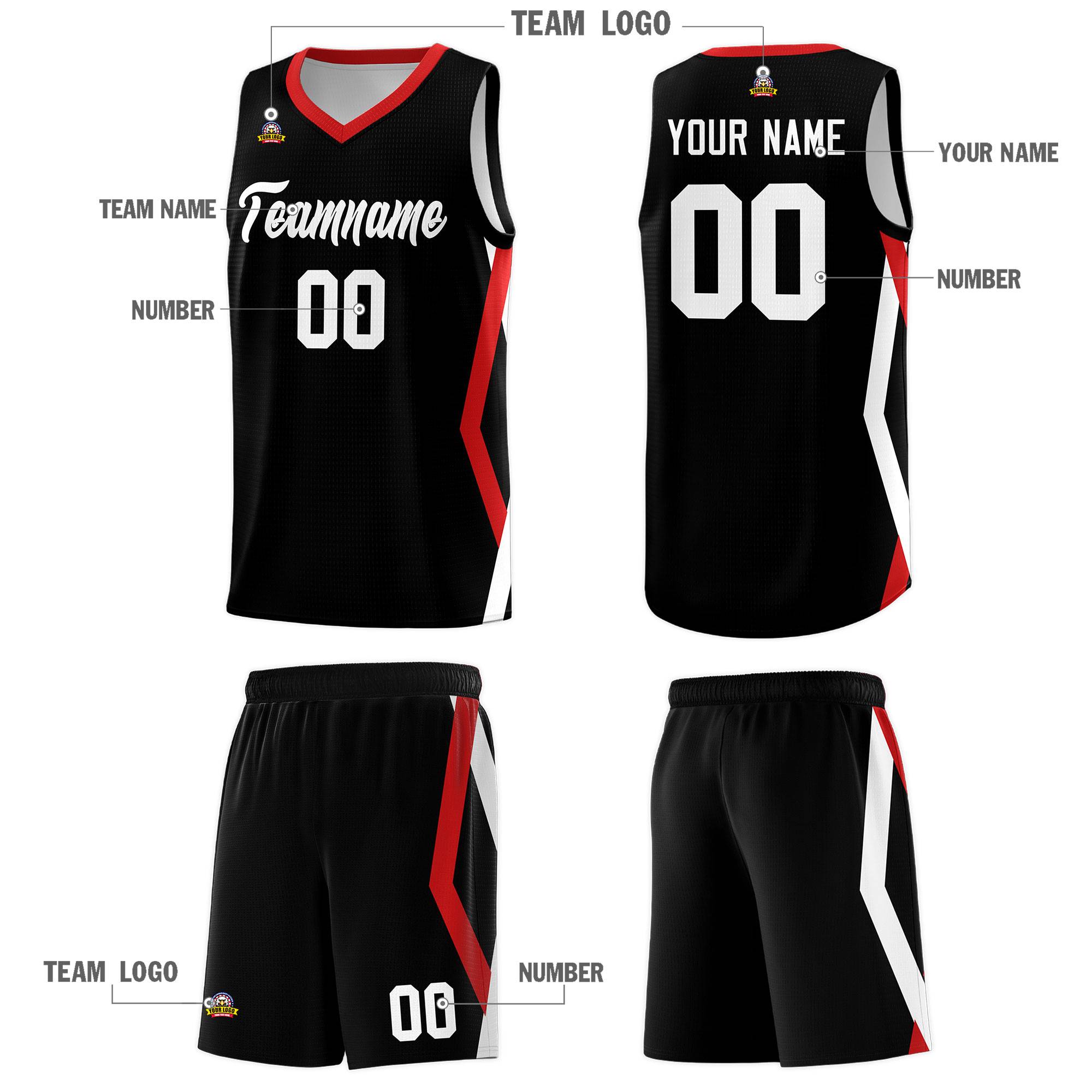 Custom Black Side Rhombus Graffiti Pattern Kits Basketball Jersey|KXKSHOP