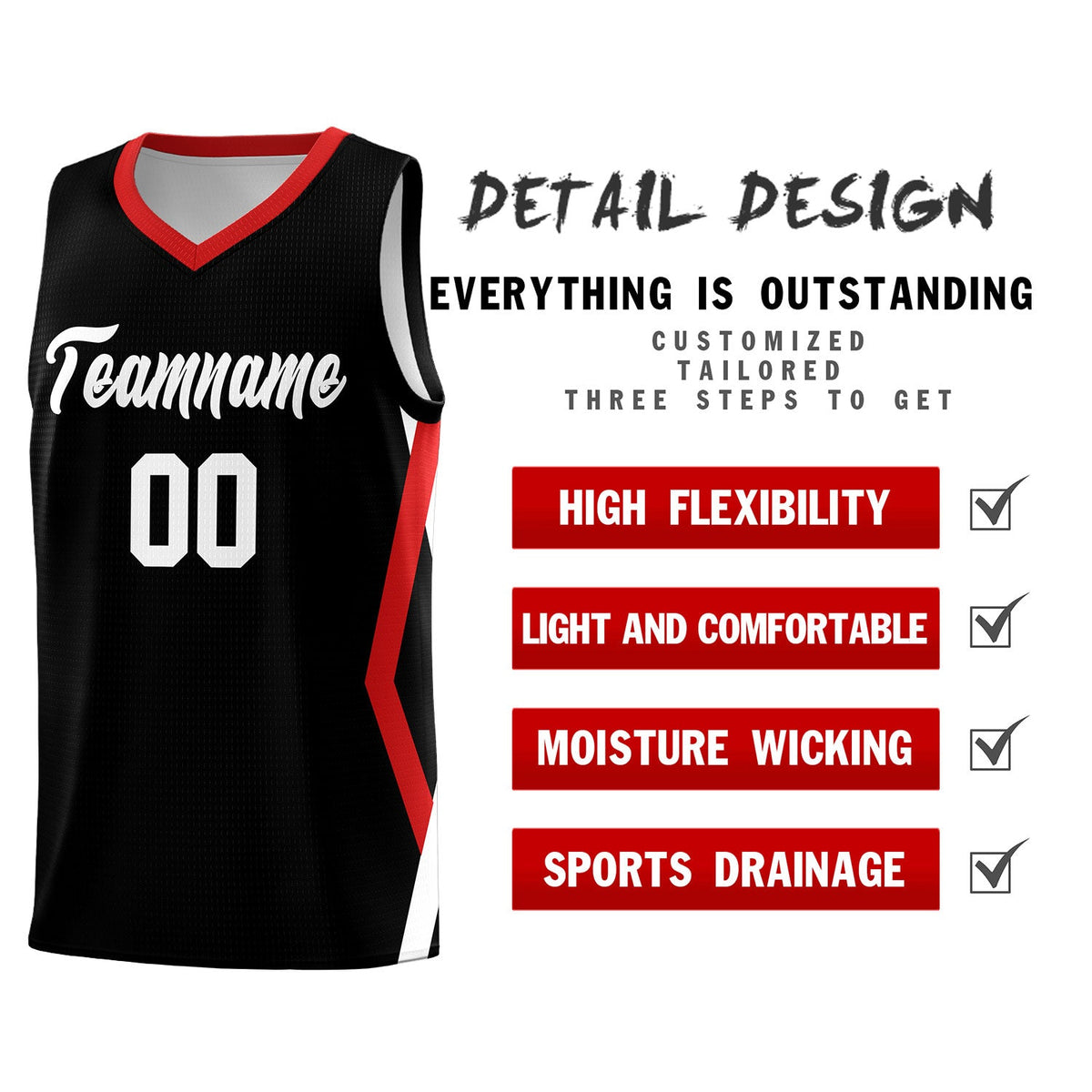 Custom Black Side Rhombus Graffiti Pattern Kits Basketball Jersey|KXKSHOP