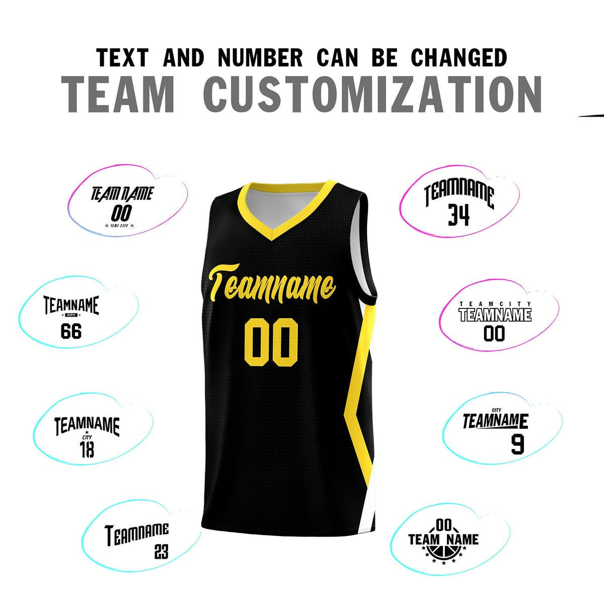 Custom Black Side Rhombus Graffiti Pattern Kits Basketball Jersey|KXKSHOP