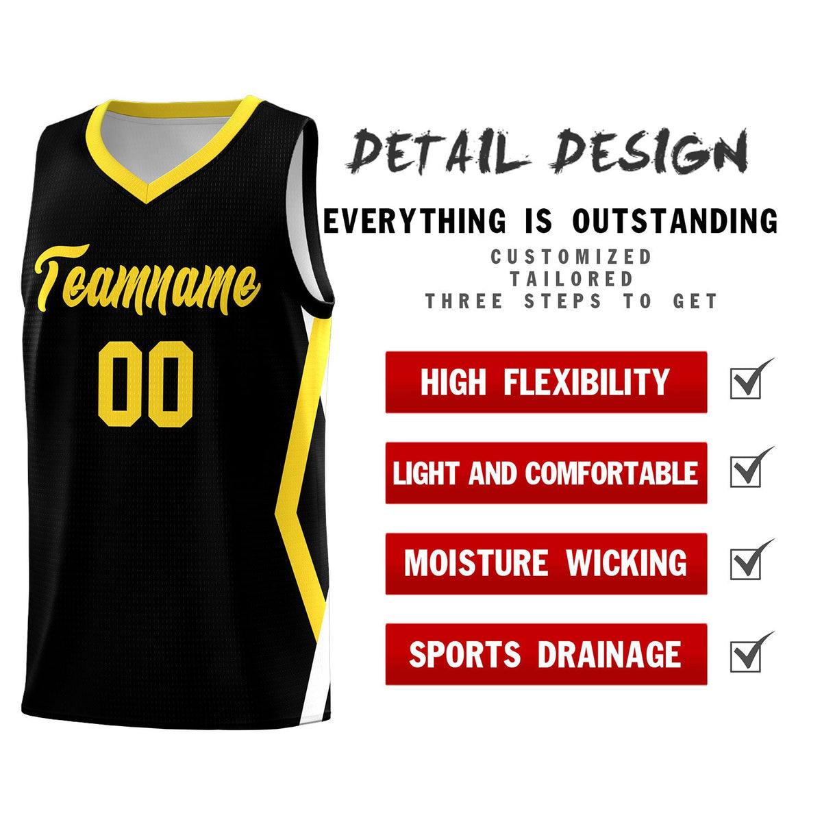 Custom Black Side Rhombus Graffiti Pattern Kits Basketball Jersey|KXKSHOP