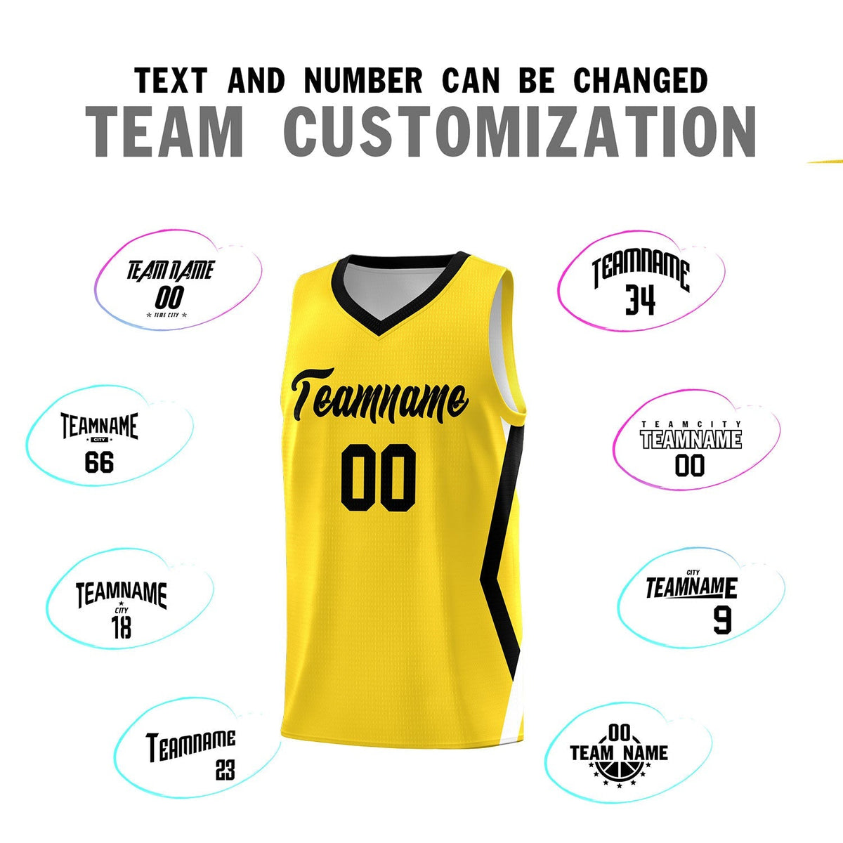 Custom Gold Side Rhombus Graffiti Pattern Kits Basketball Jersey|KXKSHOP