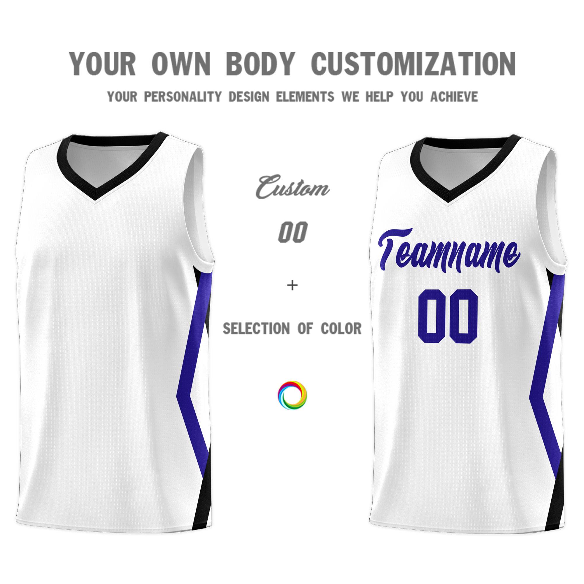 Custom White Side Rhombus Graffiti Pattern Kits Basketball Jersey|KXKSHOP