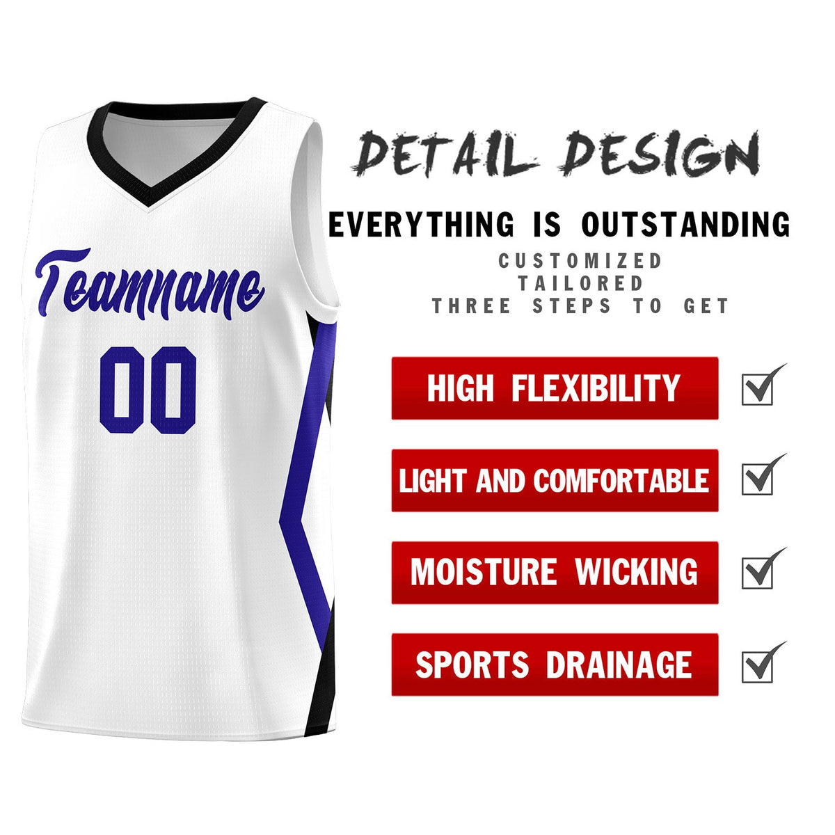 Custom White Side Rhombus Graffiti Pattern Kits Basketball Jersey|KXKSHOP
