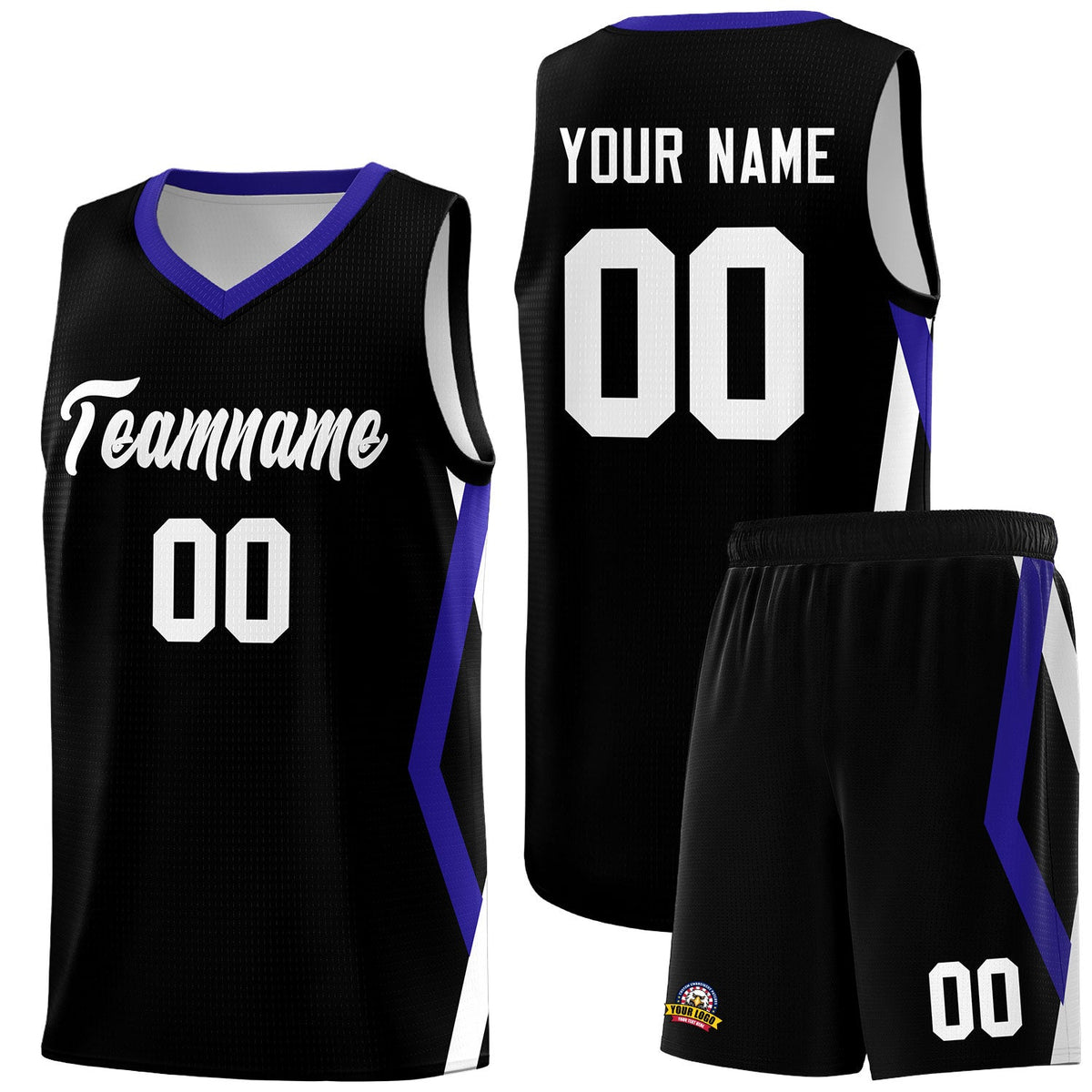 Custom Black Side Rhombus Graffiti Pattern Kits Basketball Jersey|KXKSHOP