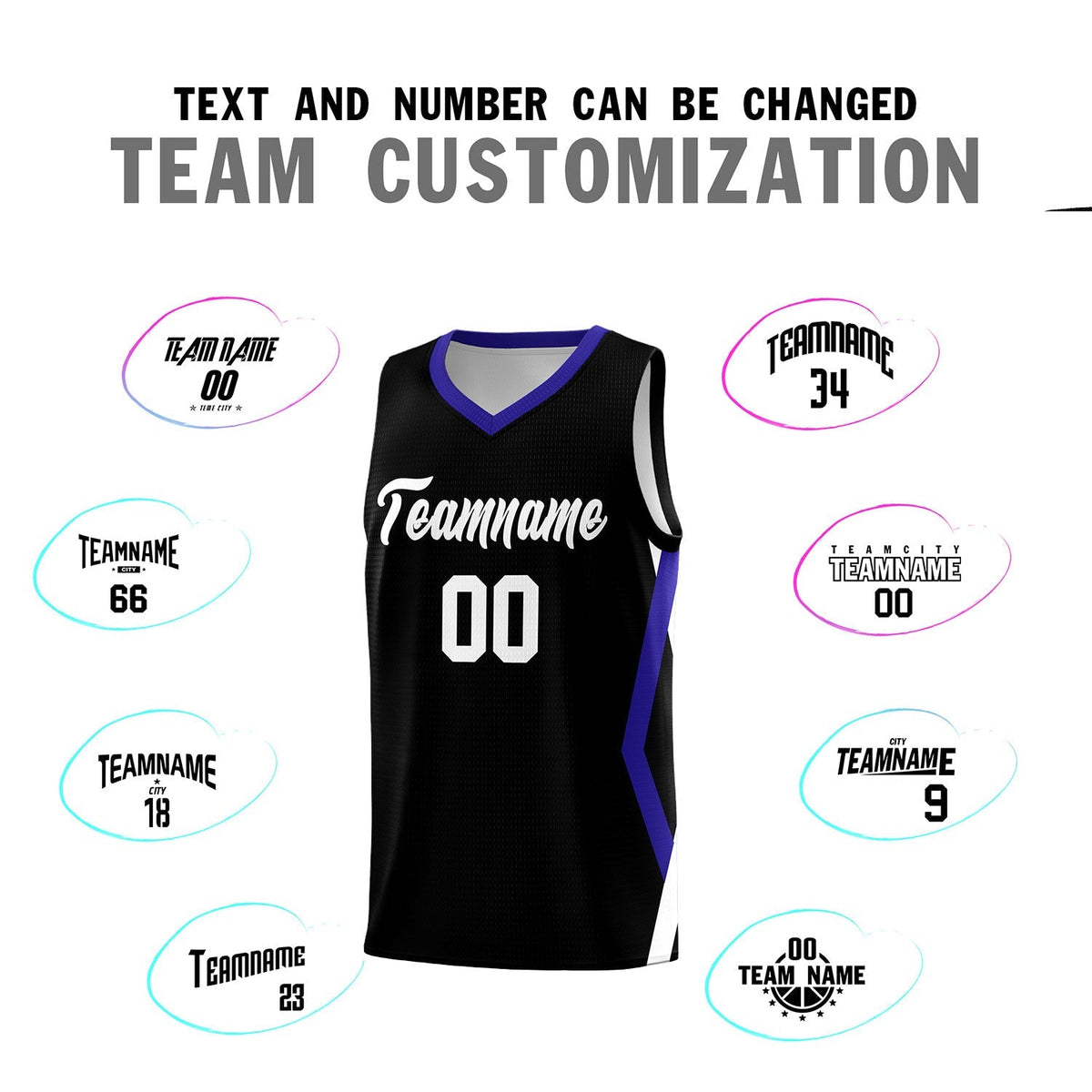 Custom Black Side Rhombus Graffiti Pattern Kits Basketball Jersey|KXKSHOP