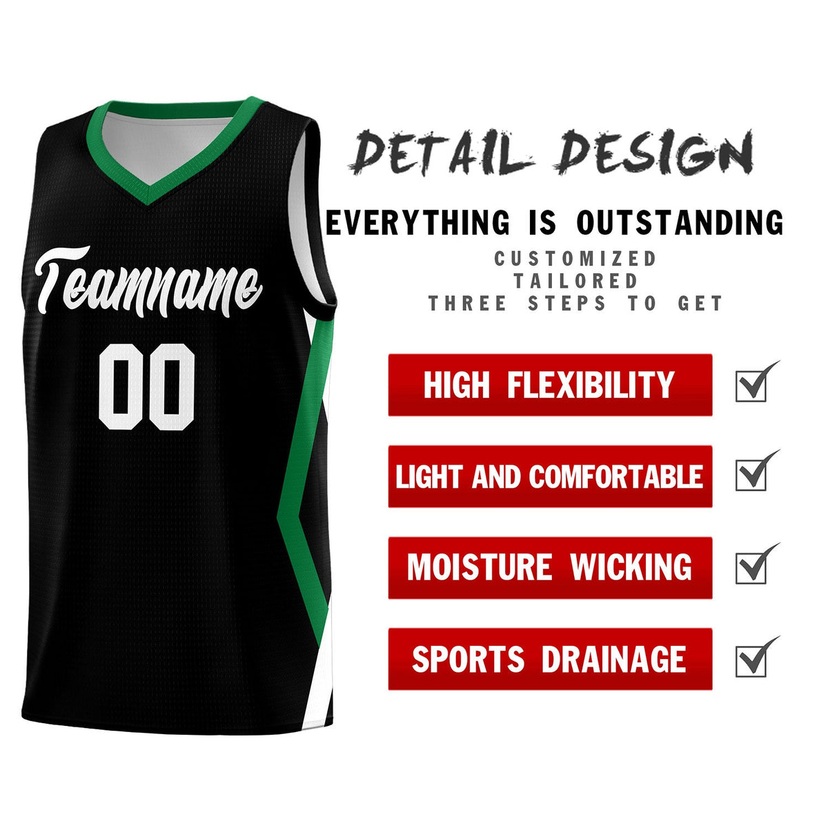 Custom Black Side Rhombus Graffiti Pattern Kits Basketball Jersey|KXKSHOP