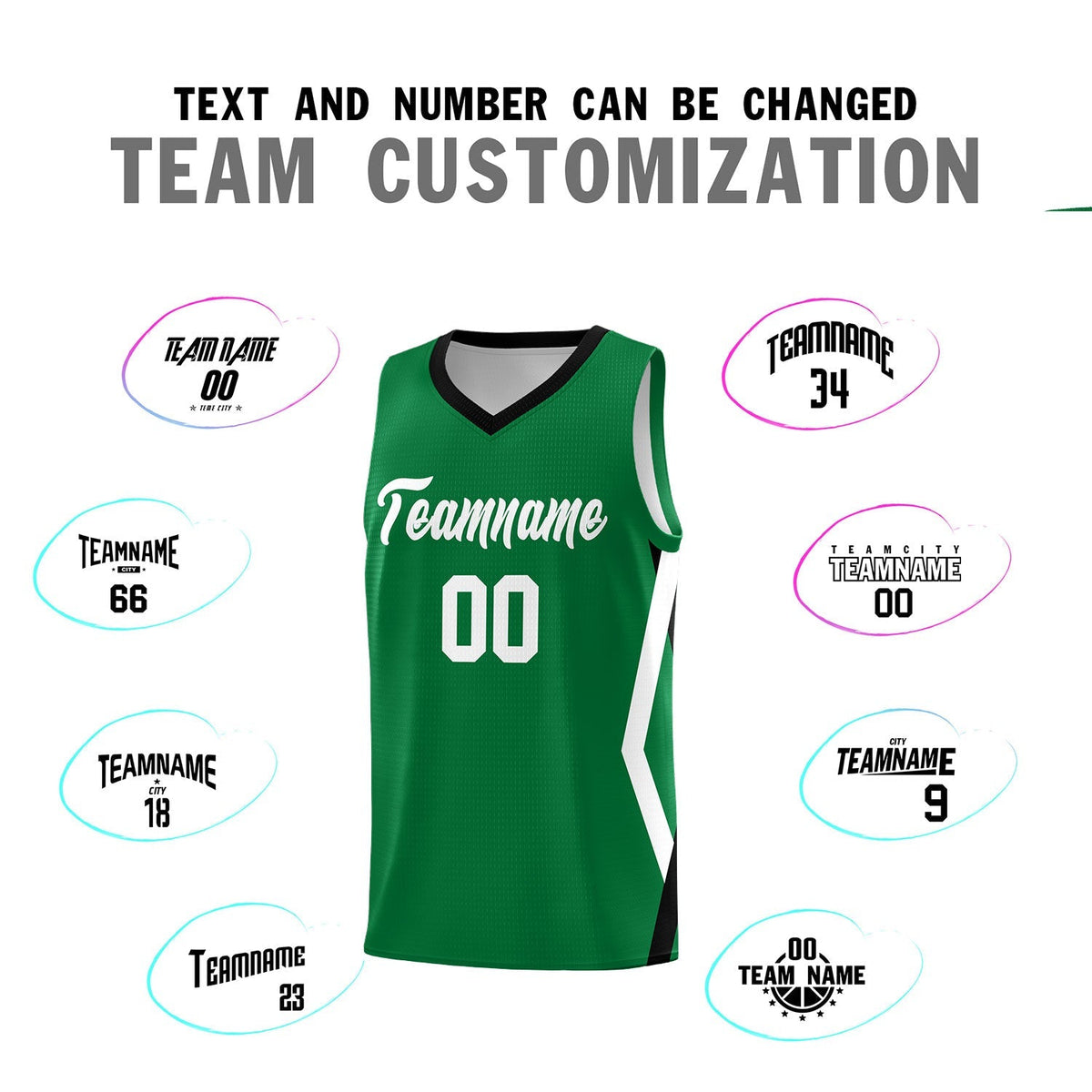 Custom Kelly Green Side Rhombus Graffiti Pattern Kits Basketball Jersey|KXKSHOP