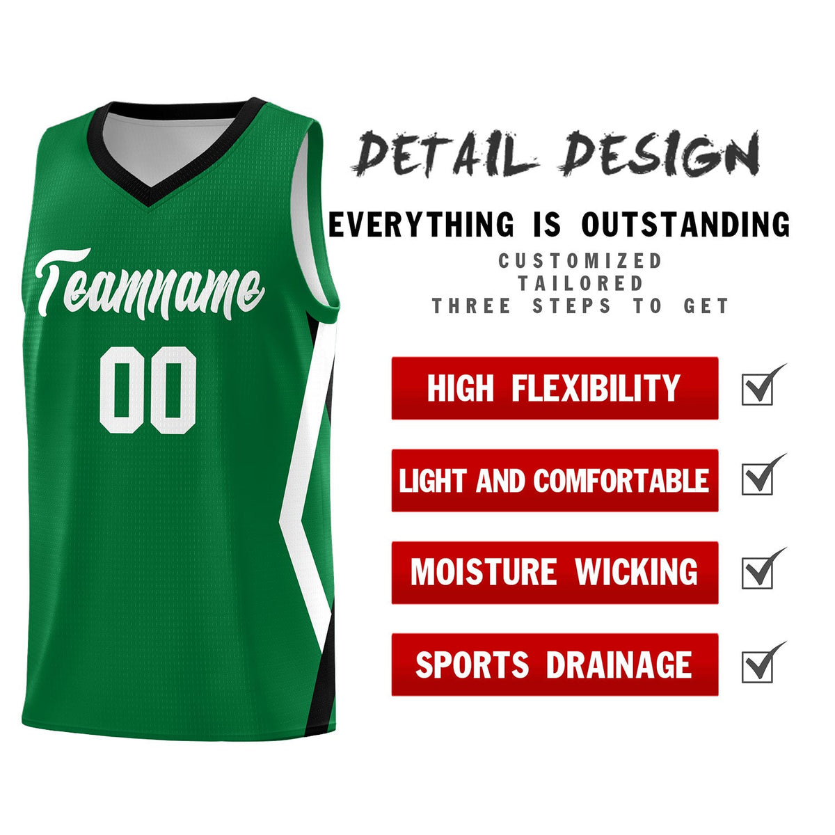 Custom Kelly Green Side Rhombus Graffiti Pattern Kits Basketball Jersey|KXKSHOP