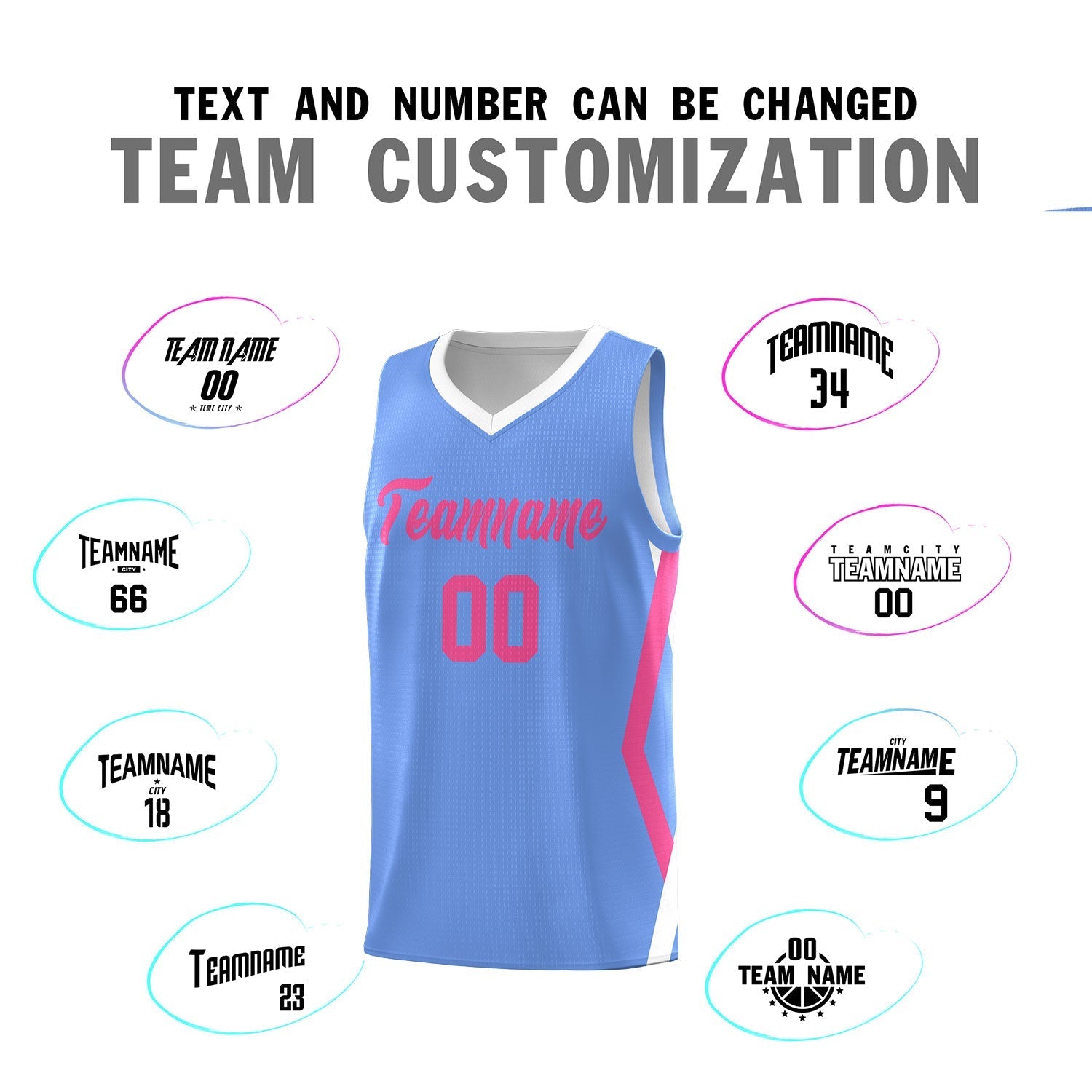 Custom Light Blue Side Rhombus Graffiti Pattern Kits Basketball Jersey|KXKSHOP