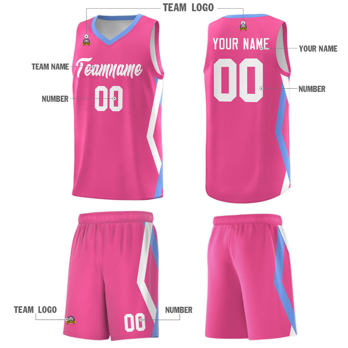 Custom Pink Side Rhombus Graffiti Pattern Kits Basketball Jersey|KXKSHOP