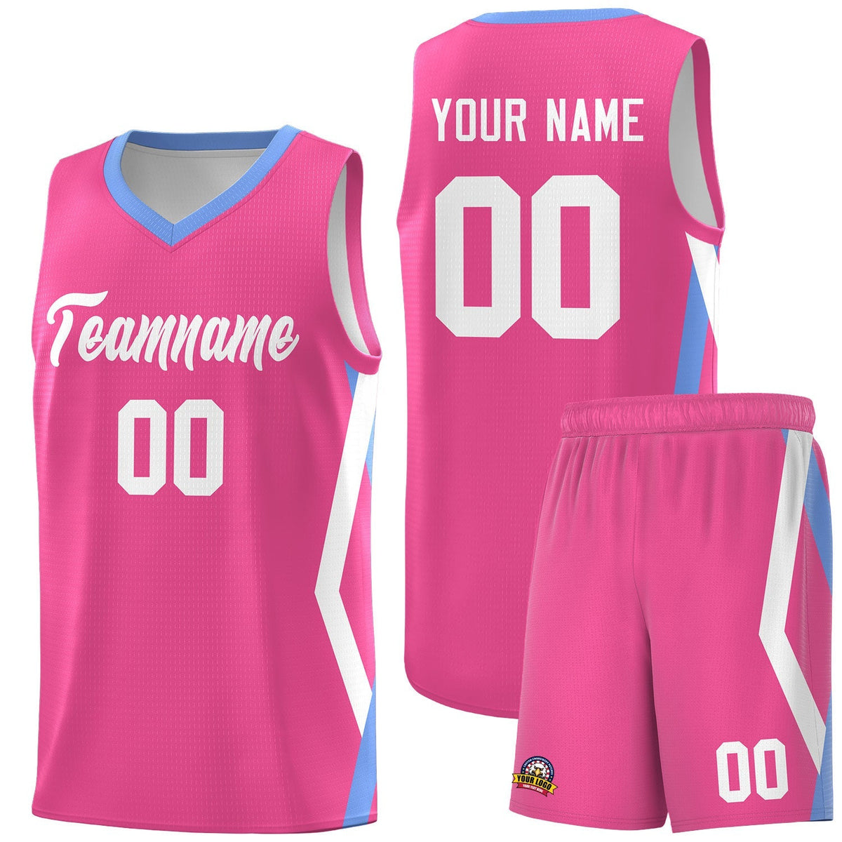 Custom Pink Side Rhombus Graffiti Pattern Kits Basketball Jersey|KXKSHOP