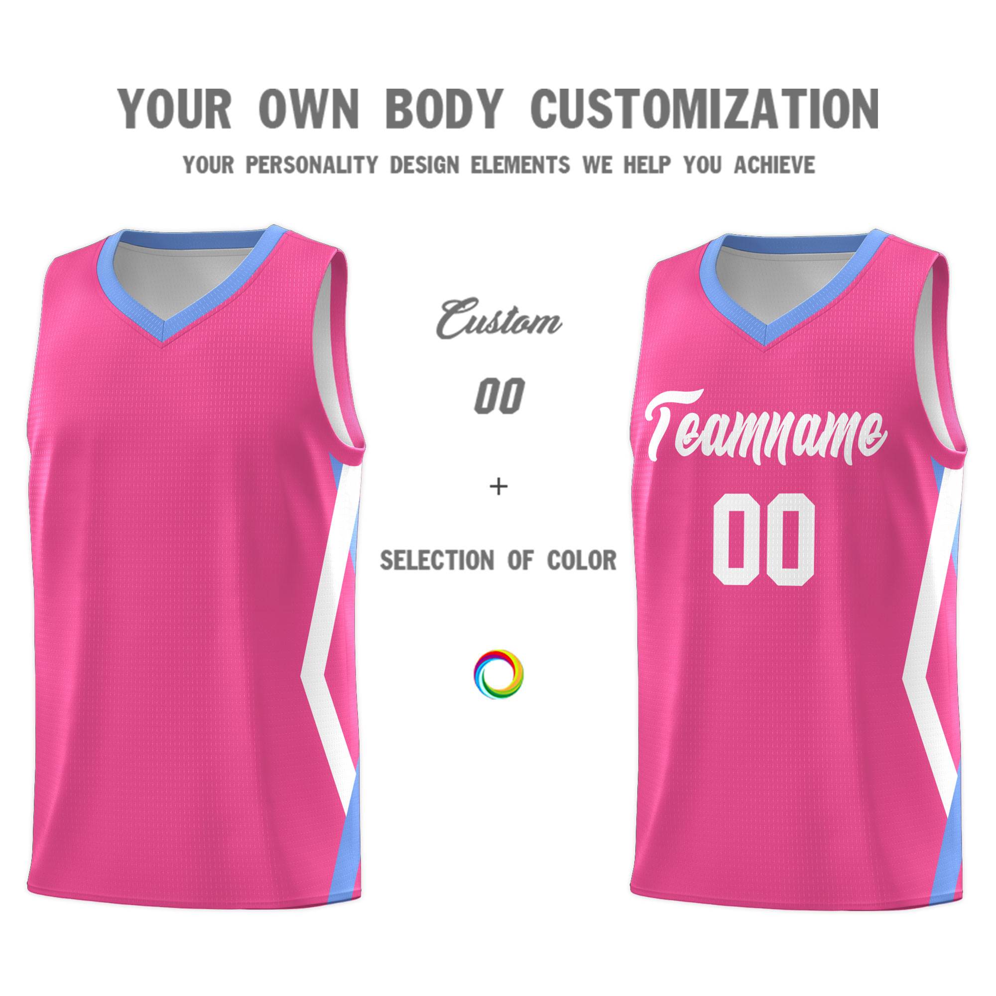 Custom Pink Side Rhombus Graffiti Pattern Kits Basketball Jersey|KXKSHOP