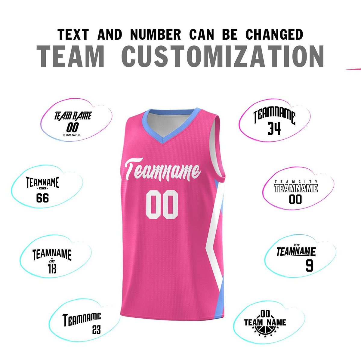 Custom Pink Side Rhombus Graffiti Pattern Kits Basketball Jersey|KXKSHOP