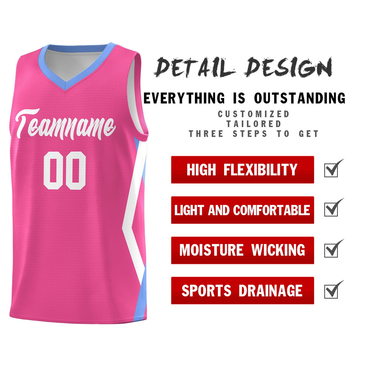 Custom Pink Side Rhombus Graffiti Pattern Kits Basketball Jersey|KXKSHOP