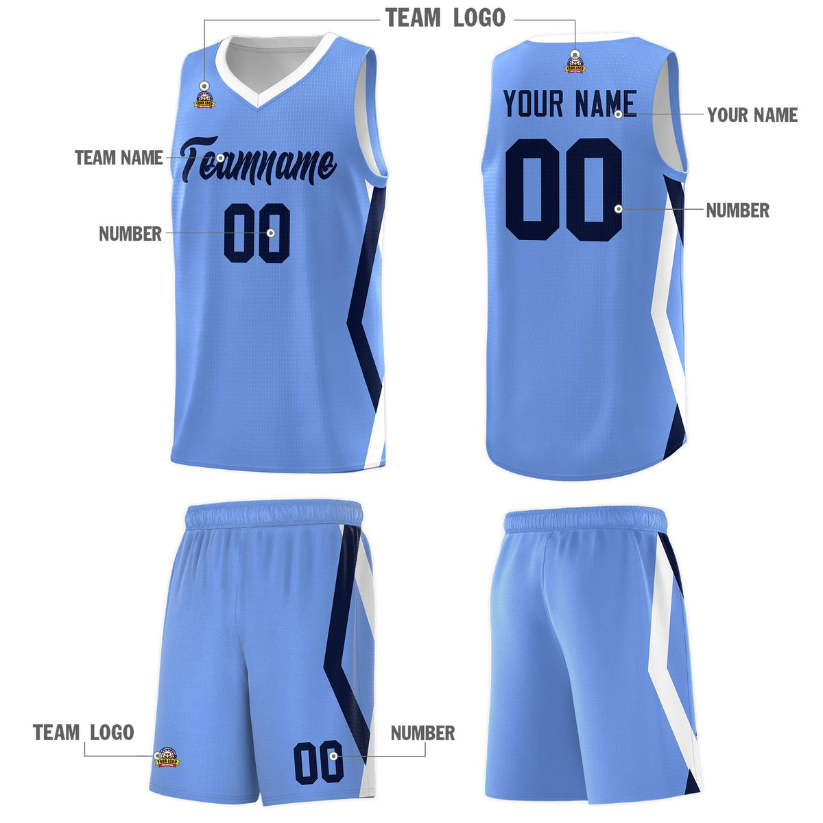 Custom Light Blue Side Rhombus Graffiti Pattern Kits Basketball Jersey|KXKSHOP