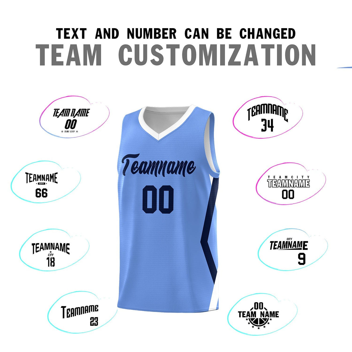 Custom Light Blue Side Rhombus Graffiti Pattern Kits Basketball Jersey|KXKSHOP