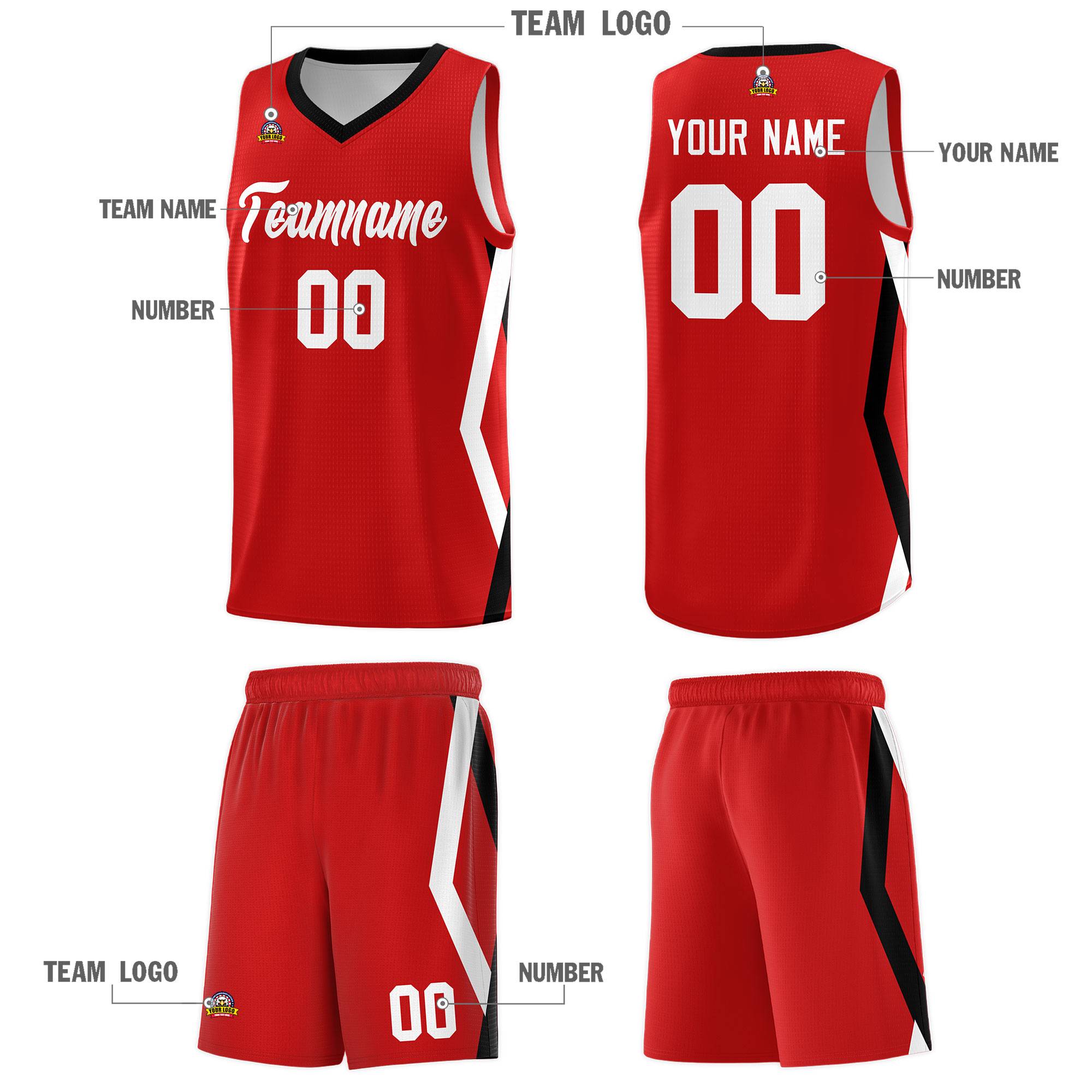 Custom Red Side Rhombus Graffiti Pattern Kits Basketball Jersey|KXKSHOP