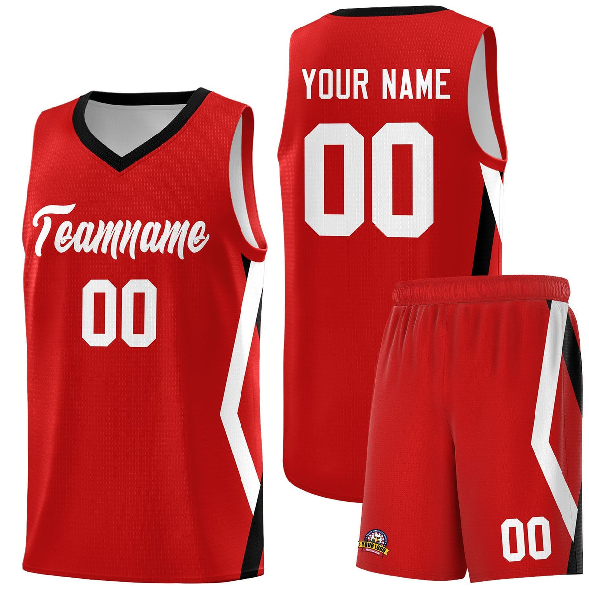 Custom Red Side Rhombus Graffiti Pattern Kits Basketball Jersey|KXKSHOP