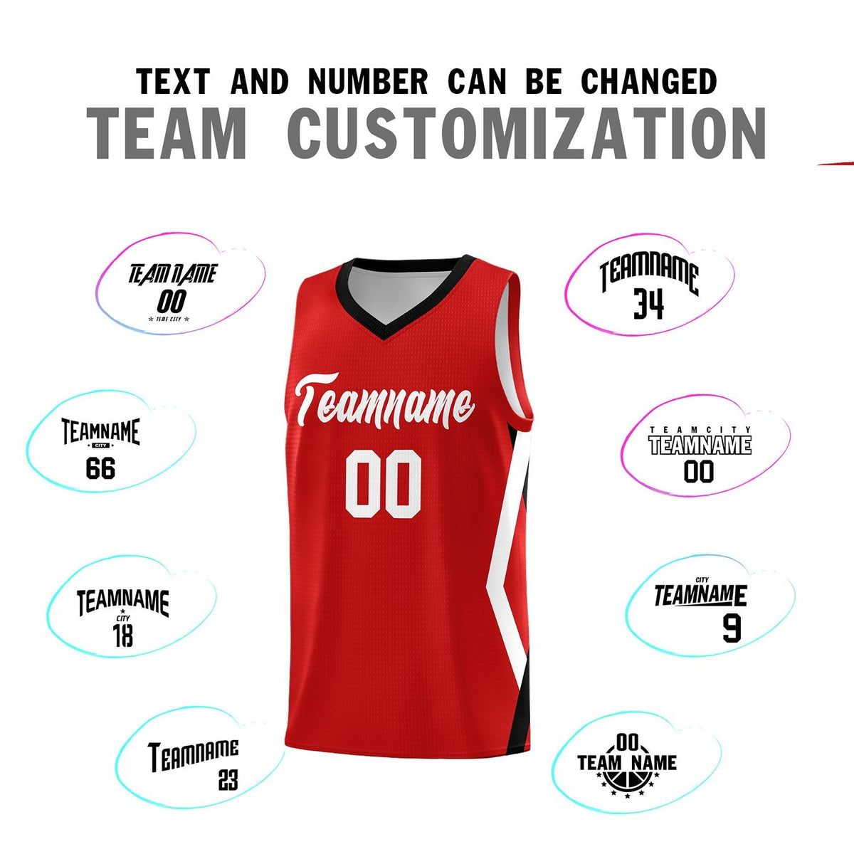Custom Red Side Rhombus Graffiti Pattern Kits Basketball Jersey|KXKSHOP