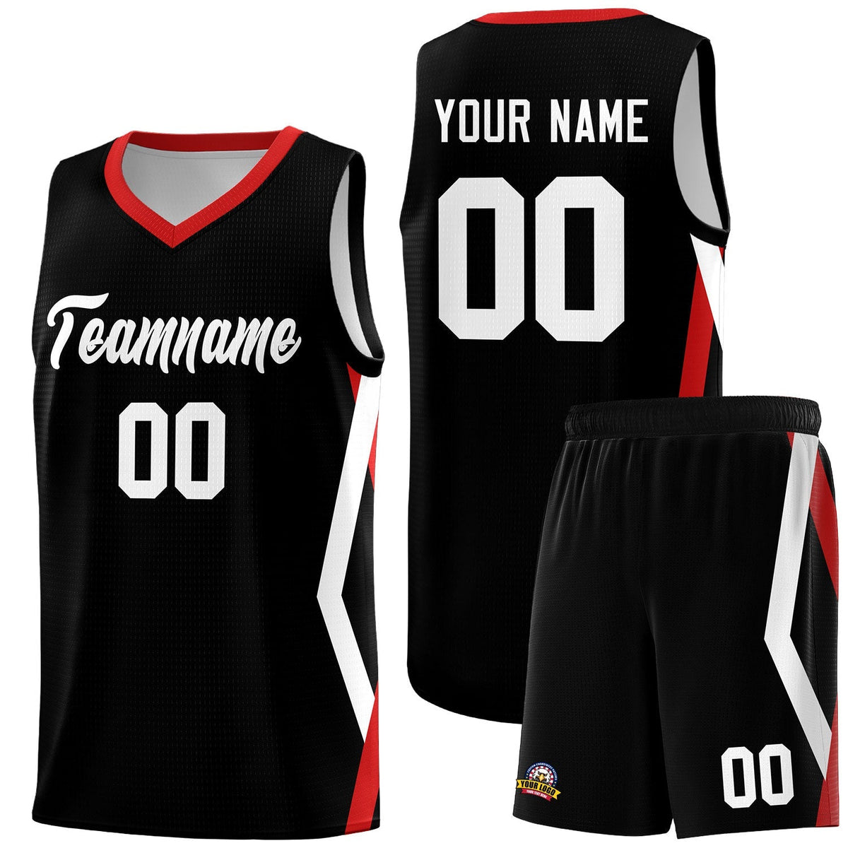 Custom Black Side Rhombus Graffiti Pattern Kits Basketball Jersey|KXKSHOP