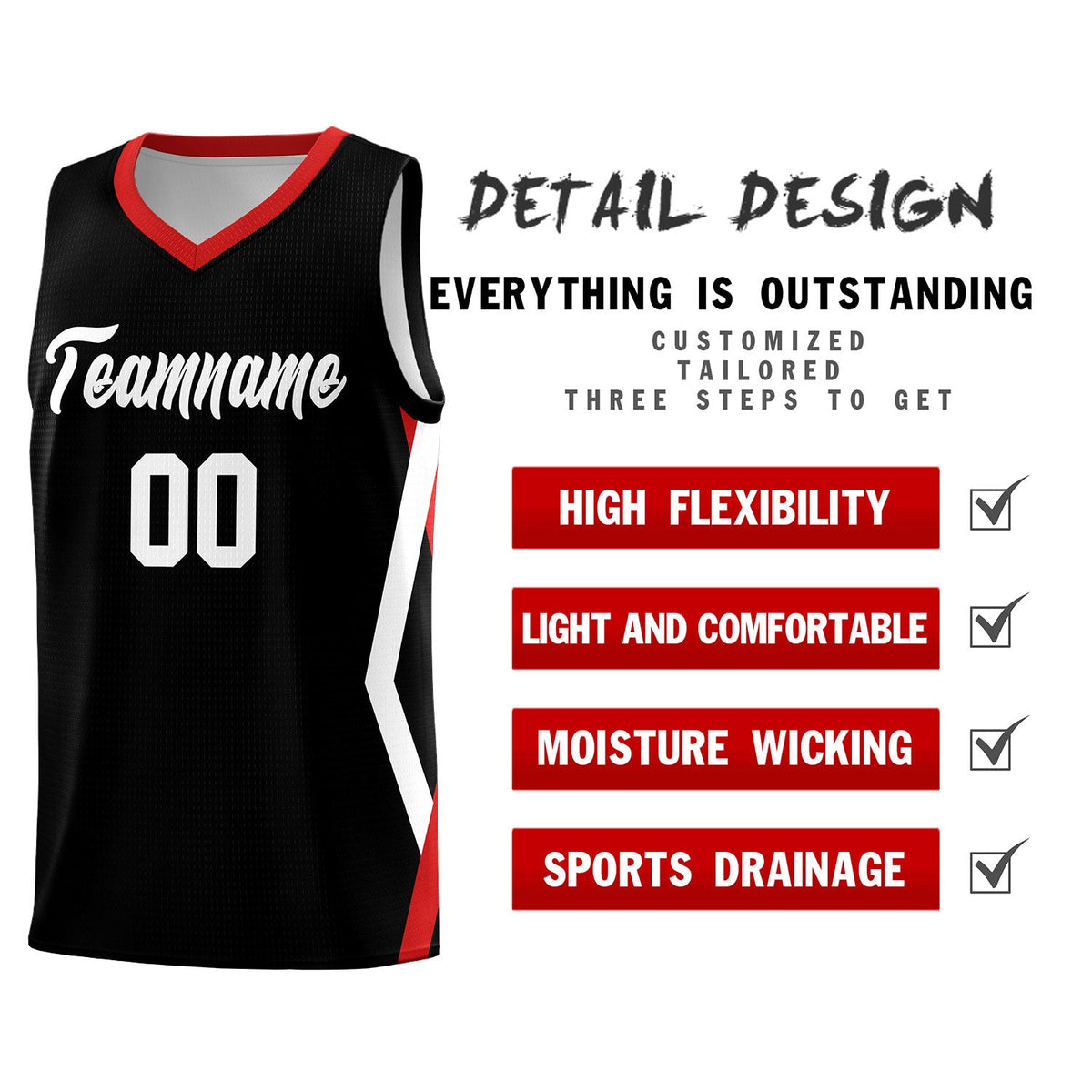 Custom Black Side Rhombus Graffiti Pattern Kits Basketball Jersey|KXKSHOP