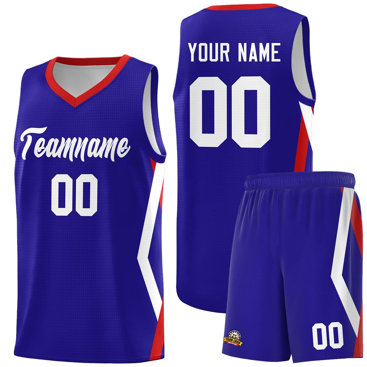 Custom Royal Side Rhombus Graffiti Pattern Kits Basketball Jersey|KXKSHOP