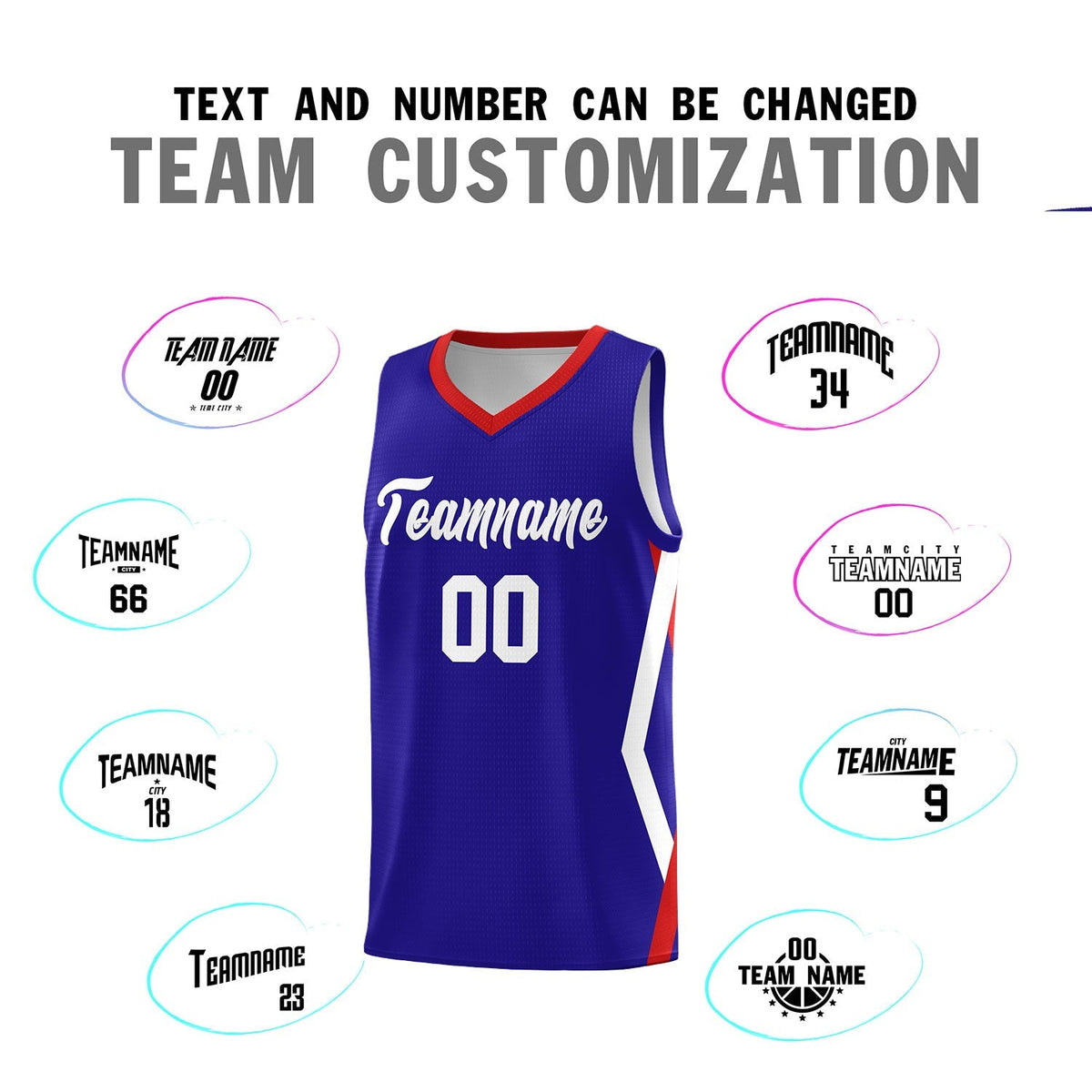 Custom Royal Side Rhombus Graffiti Pattern Kits Basketball Jersey|KXKSHOP