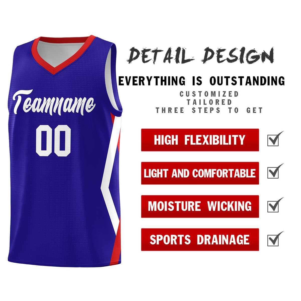 Custom Royal Side Rhombus Graffiti Pattern Kits Basketball Jersey|KXKSHOP