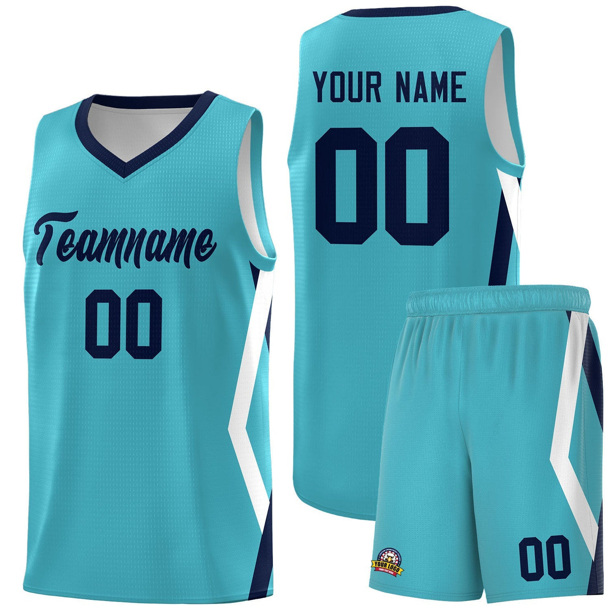 Custom Sky Blue Side Rhombus Graffiti Pattern Kits Basketball Jersey|KXKSHOP
