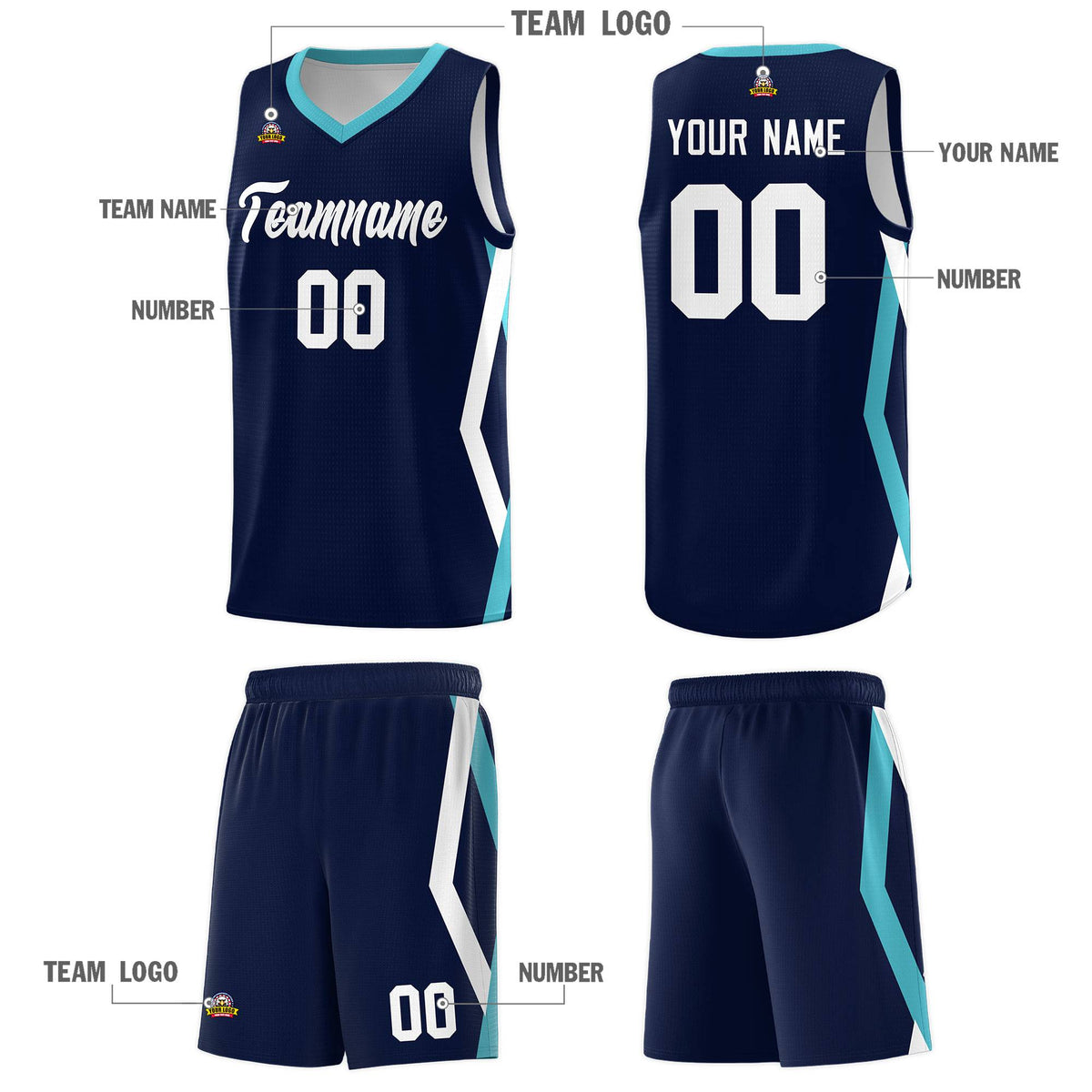 Custom Navy Side Rhombus Graffiti Pattern Kits Basketball Jersey|KXKSHOP