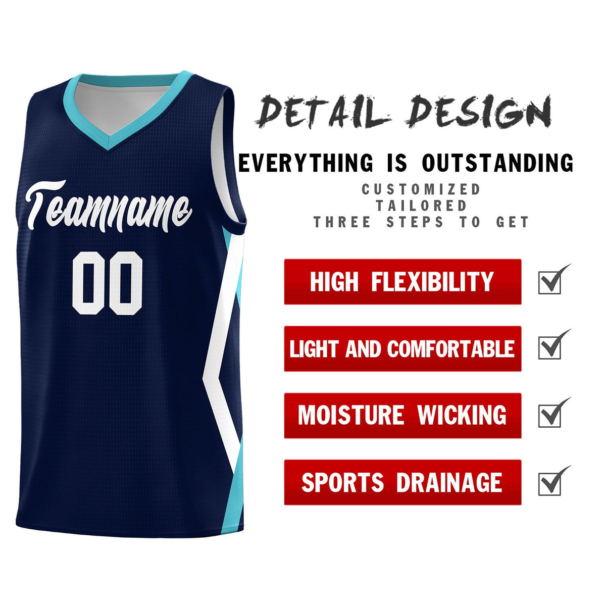 Custom Navy Side Rhombus Graffiti Pattern Kits Basketball Jersey|KXKSHOP