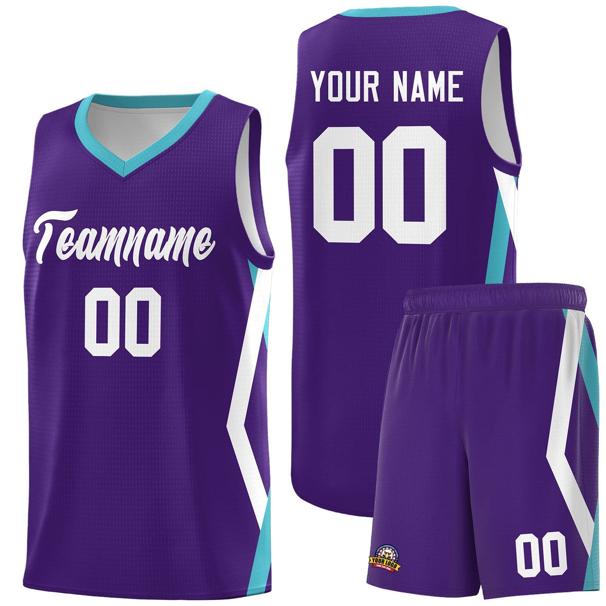 Custom Purple Side Rhombus Graffiti Pattern Kits Basketball Jersey|KXKSHOP