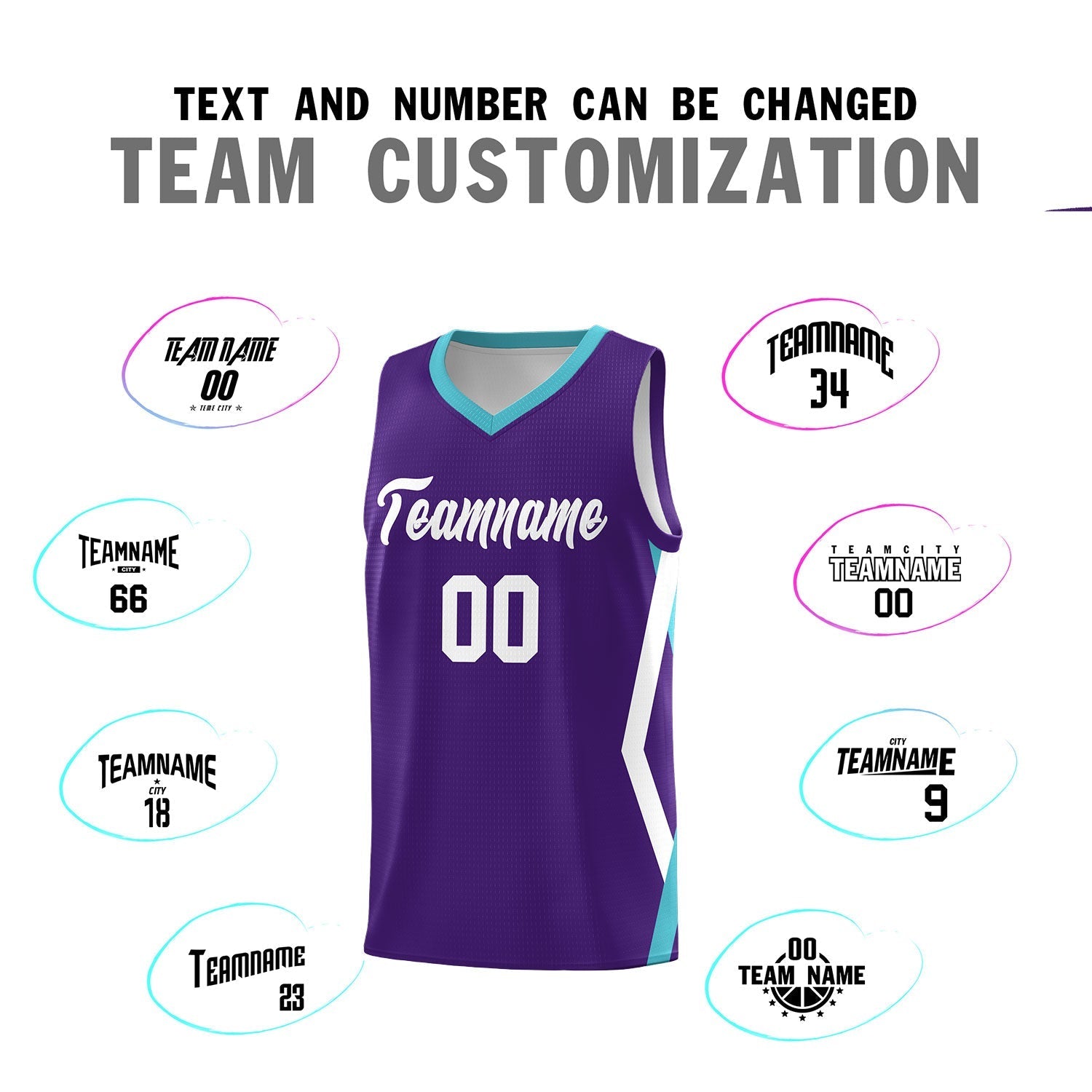 Custom Purple Side Rhombus Graffiti Pattern Kits Basketball Jersey|KXKSHOP