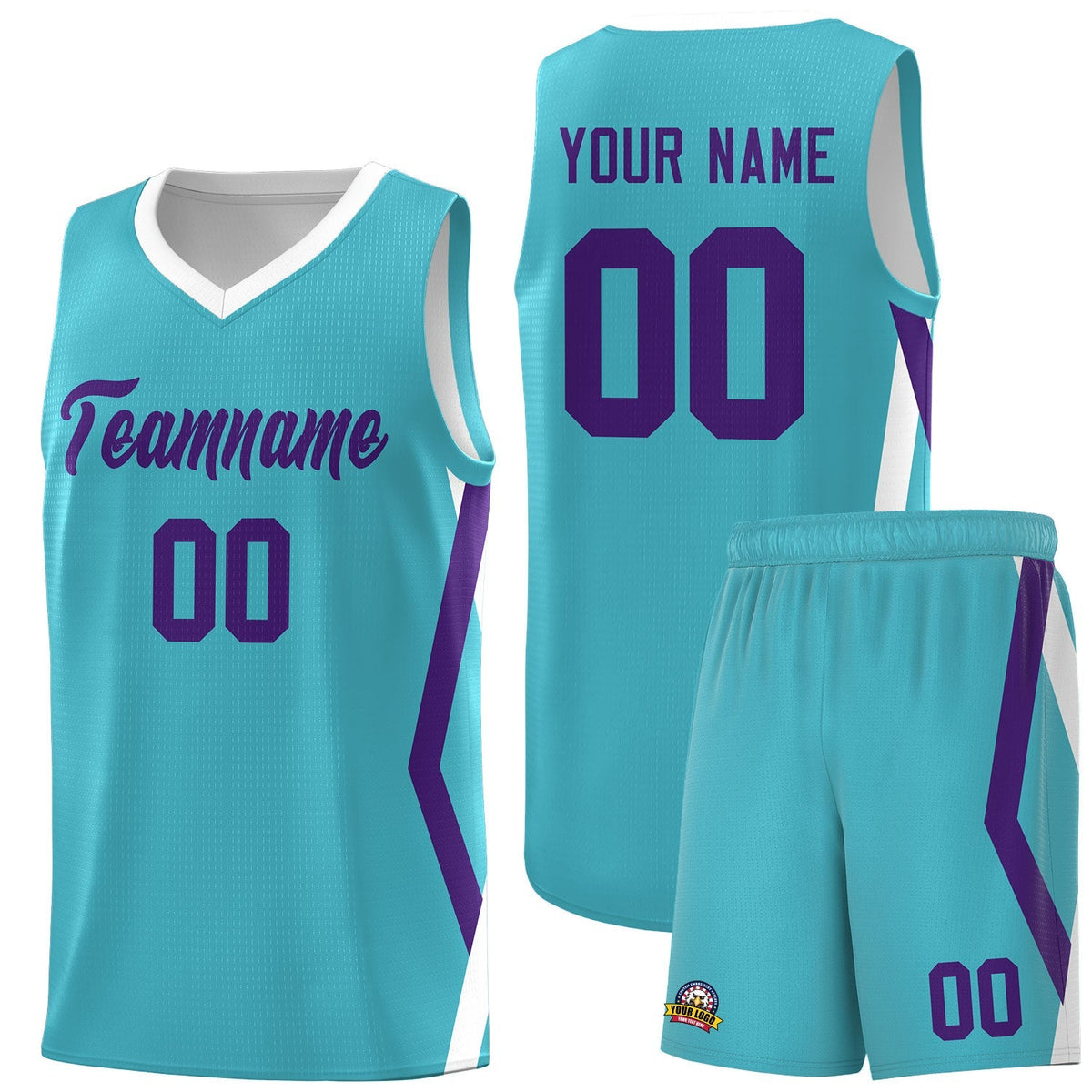 Custom Sky Blue Side Rhombus Graffiti Pattern Kits Basketball Jersey|KXKSHOP