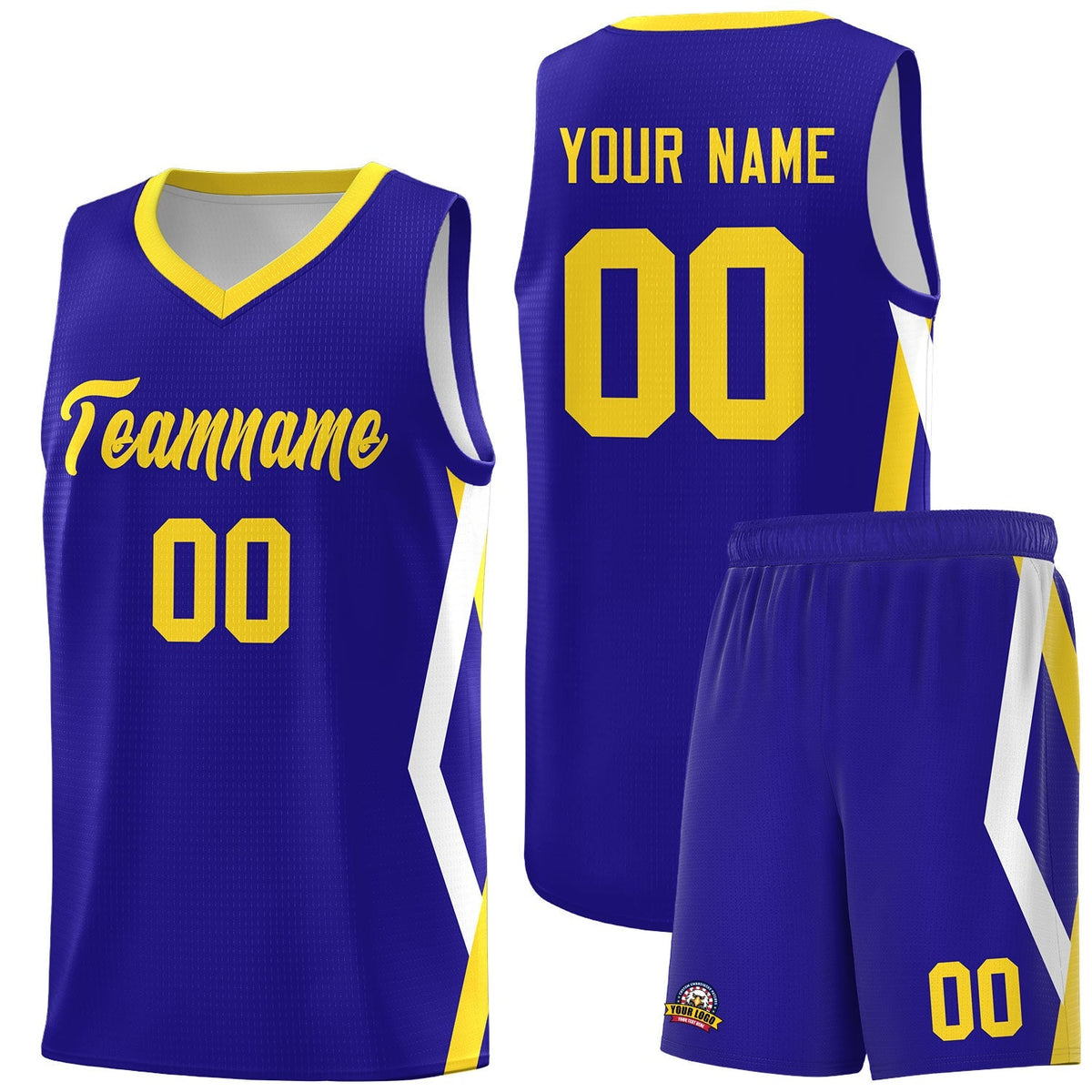 Custom Royal Side Rhombus Graffiti Pattern Kits Basketball Jersey|KXKSHOP