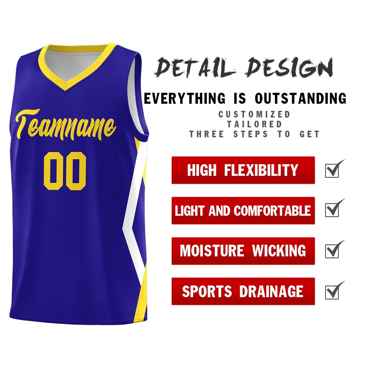 Custom Royal Side Rhombus Graffiti Pattern Kits Basketball Jersey|KXKSHOP