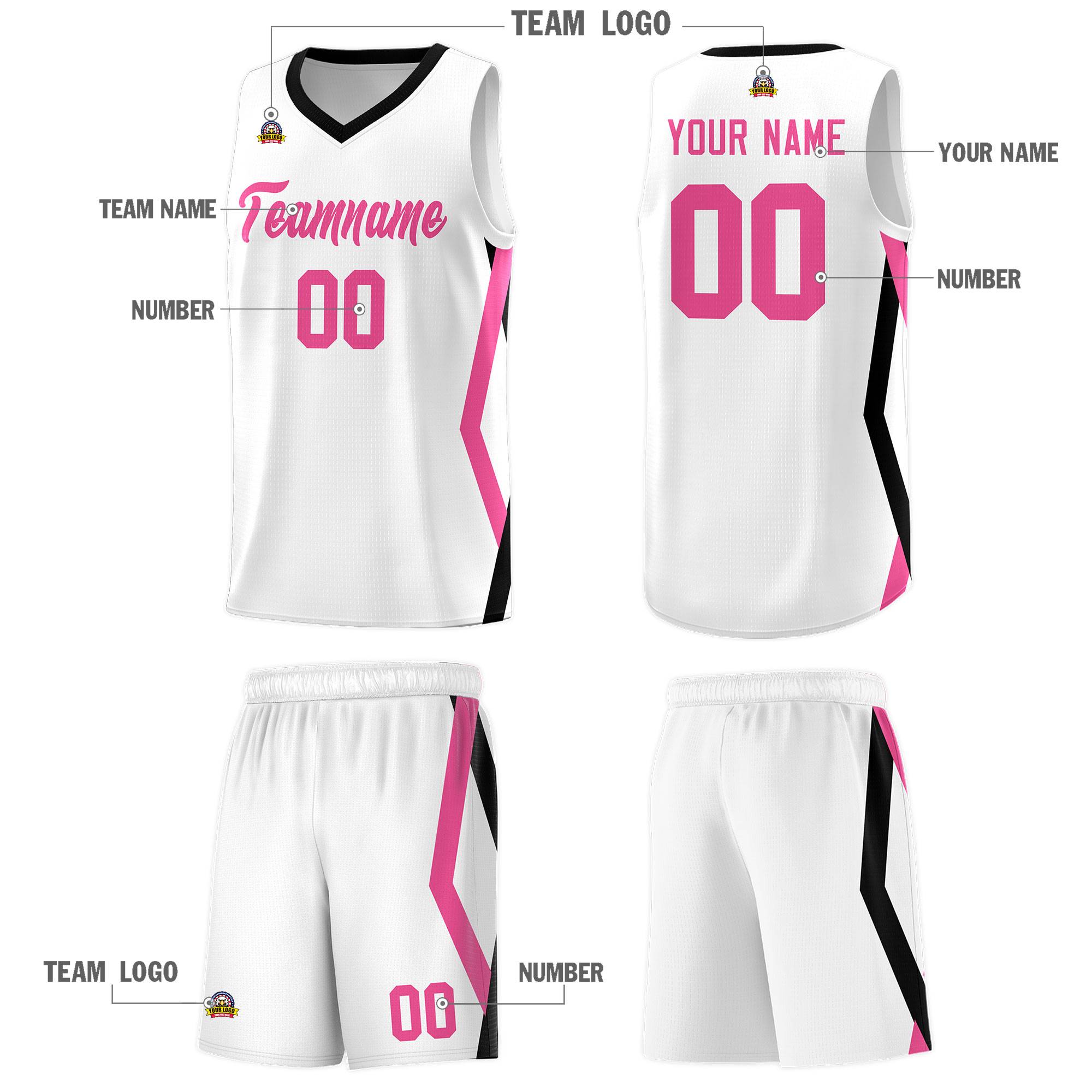 Custom White Side Rhombus Graffiti Pattern Kits Basketball Jersey|KXKSHOP
