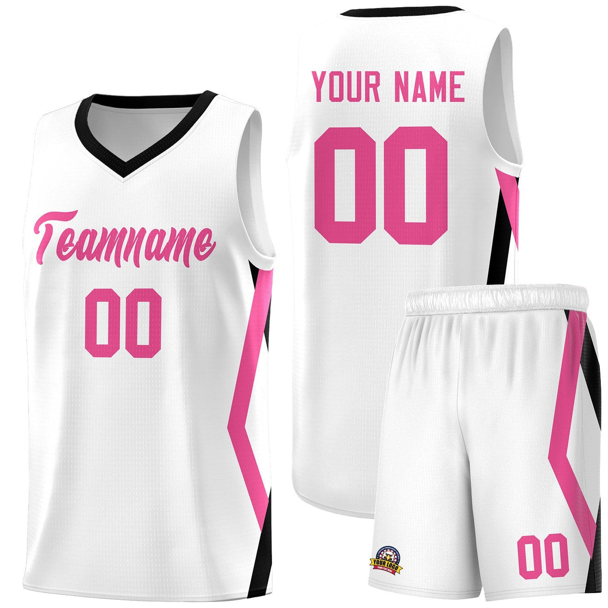 Custom White Side Rhombus Graffiti Pattern Kits Basketball Jersey|KXKSHOP