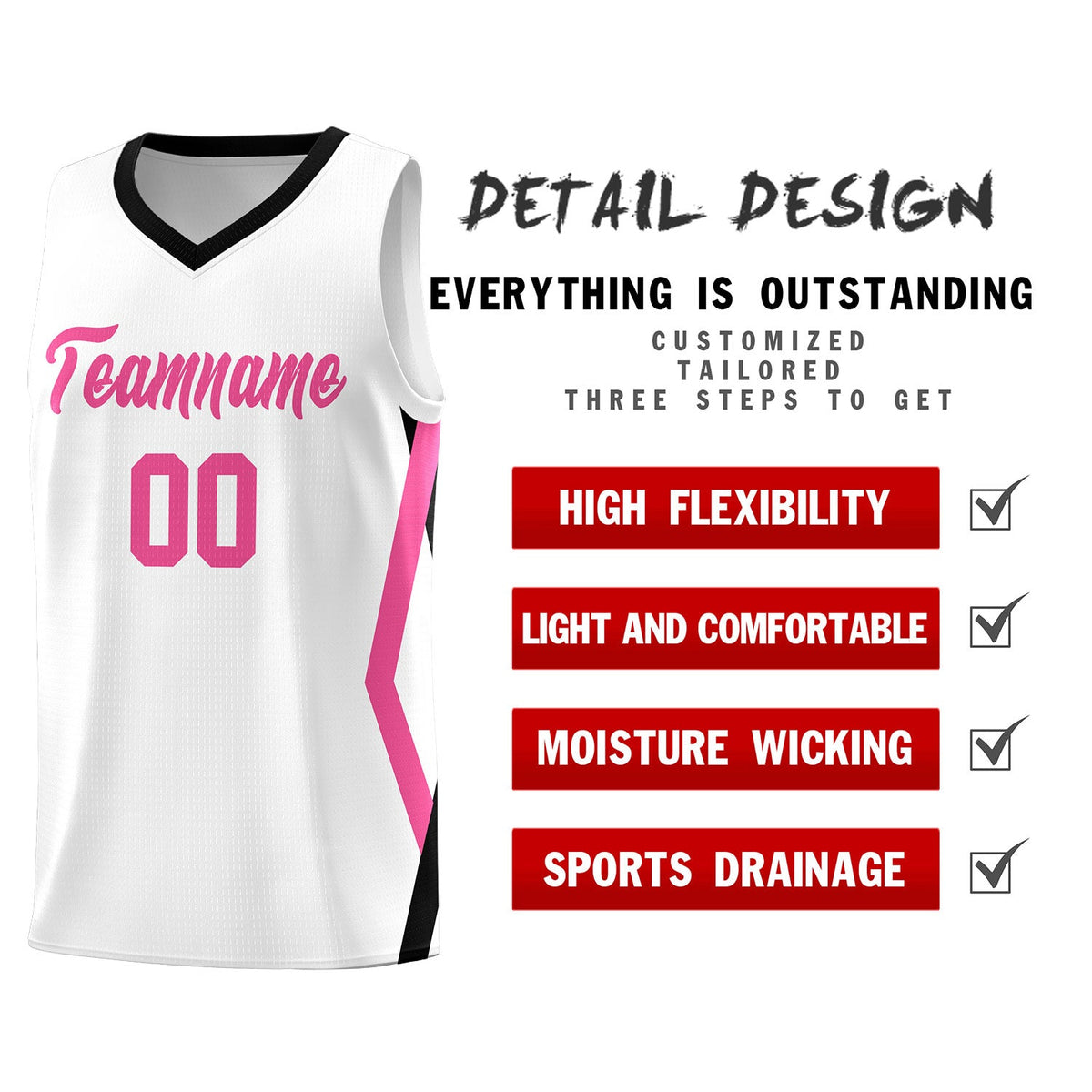 Custom White Side Rhombus Graffiti Pattern Kits Basketball Jersey|KXKSHOP