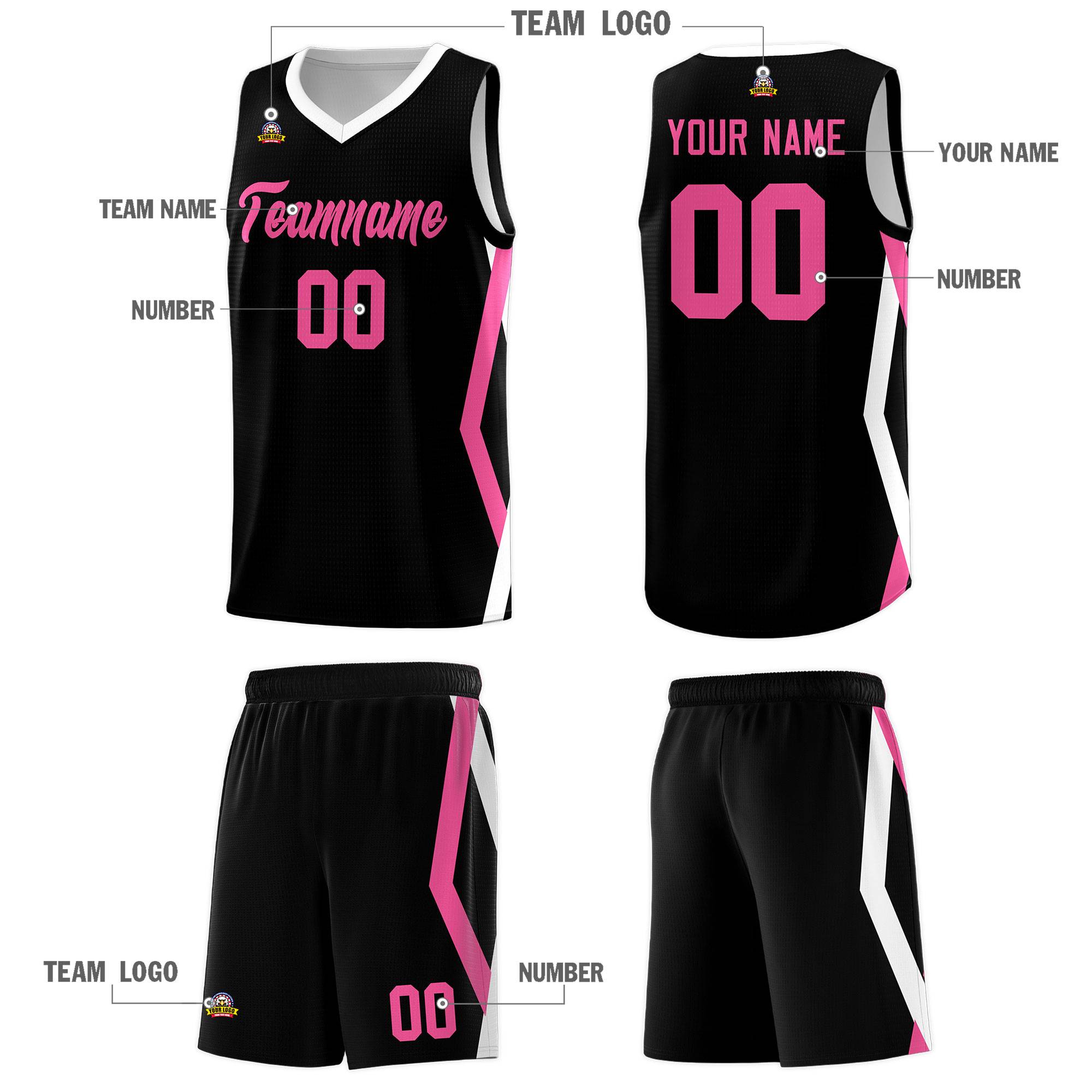 Custom Black Side Rhombus Graffiti Pattern Kits Basketball Jersey|KXKSHOP