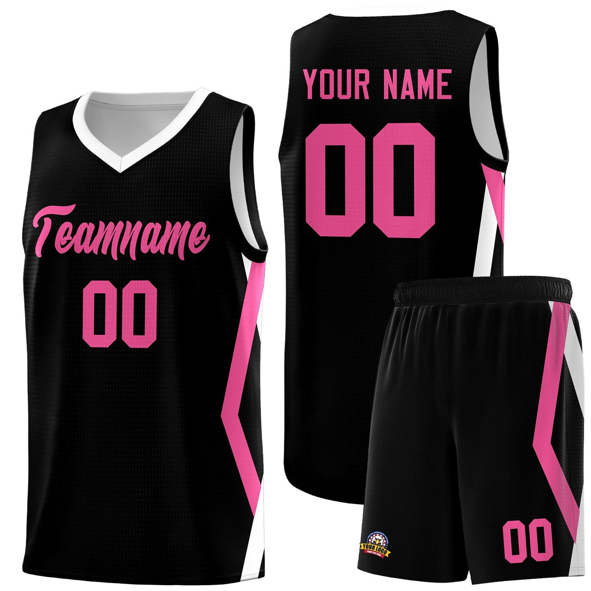 Custom Black Side Rhombus Graffiti Pattern Kits Basketball Jersey|KXKSHOP