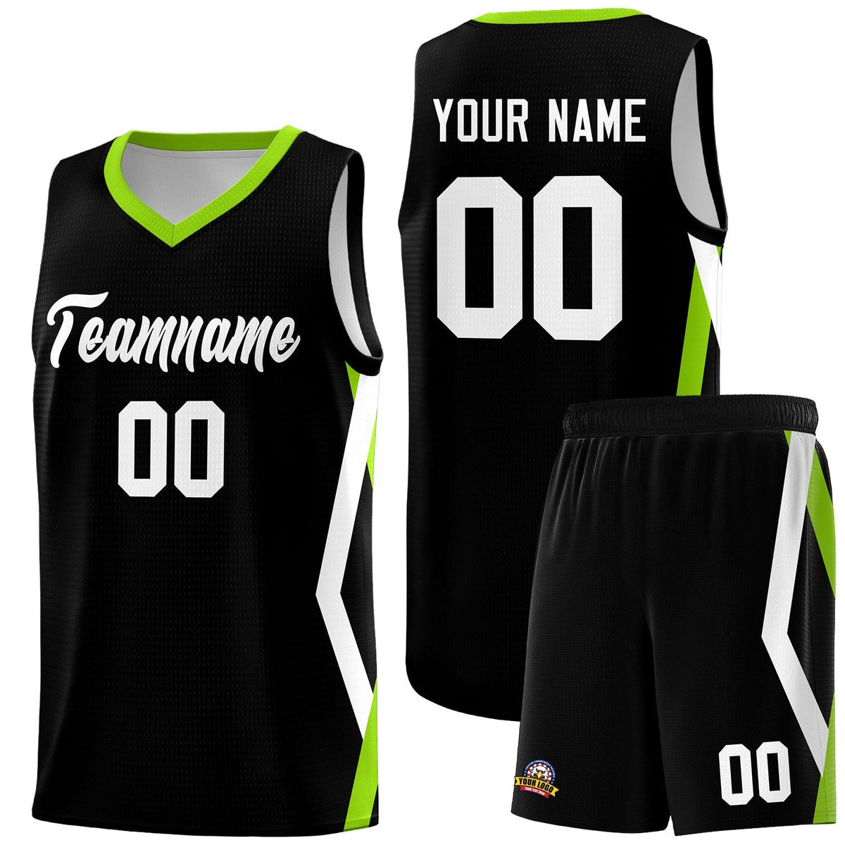 Custom Black Side Rhombus Graffiti Pattern Kits Basketball Jersey|KXKSHOP