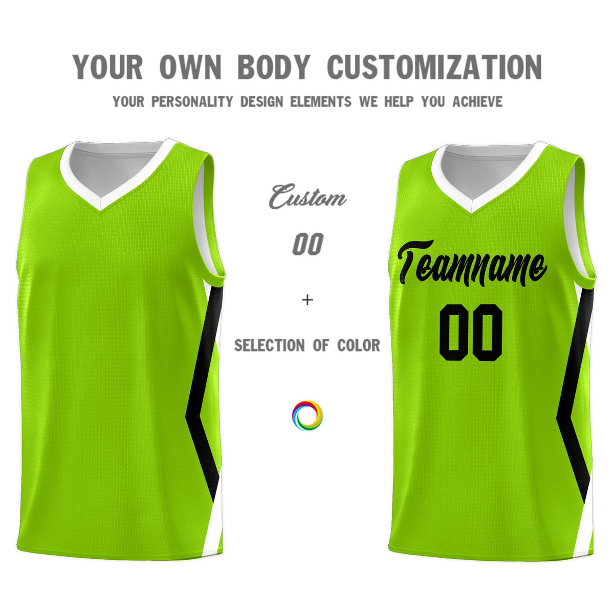 Custom Neon Green Side Rhombus Graffiti Pattern Kits Basketball Jersey|KXKSHOP