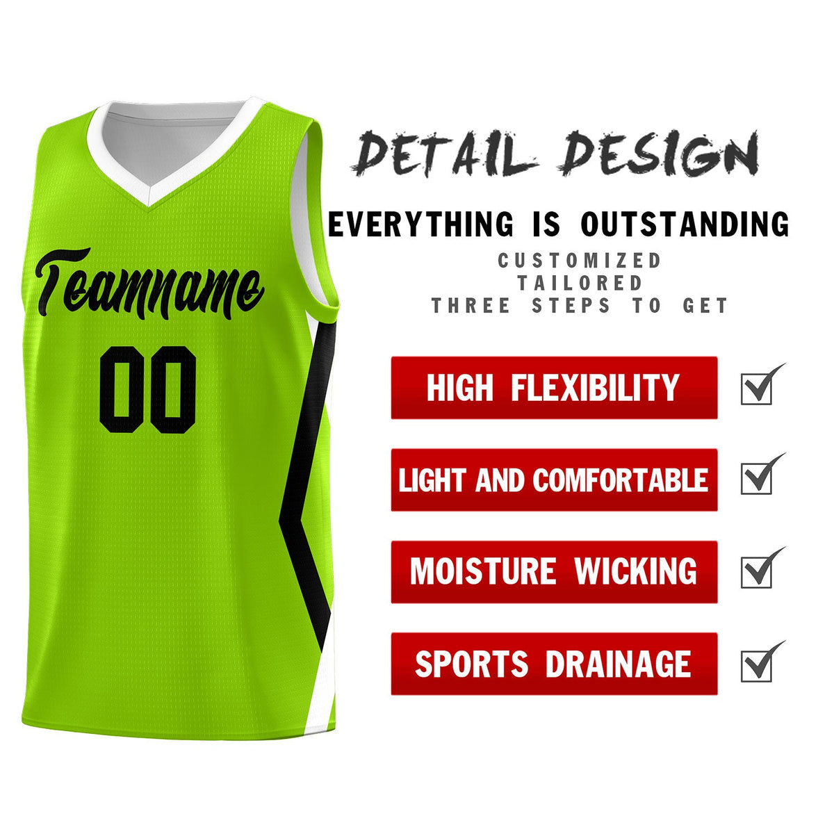 Custom Neon Green Side Rhombus Graffiti Pattern Kits Basketball Jersey|KXKSHOP