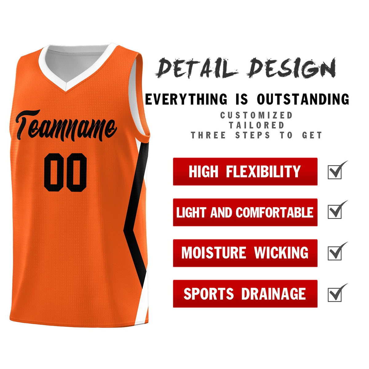 Custom Orange Side Rhombus Graffiti Pattern Kits Basketball Jersey|KXKSHOP