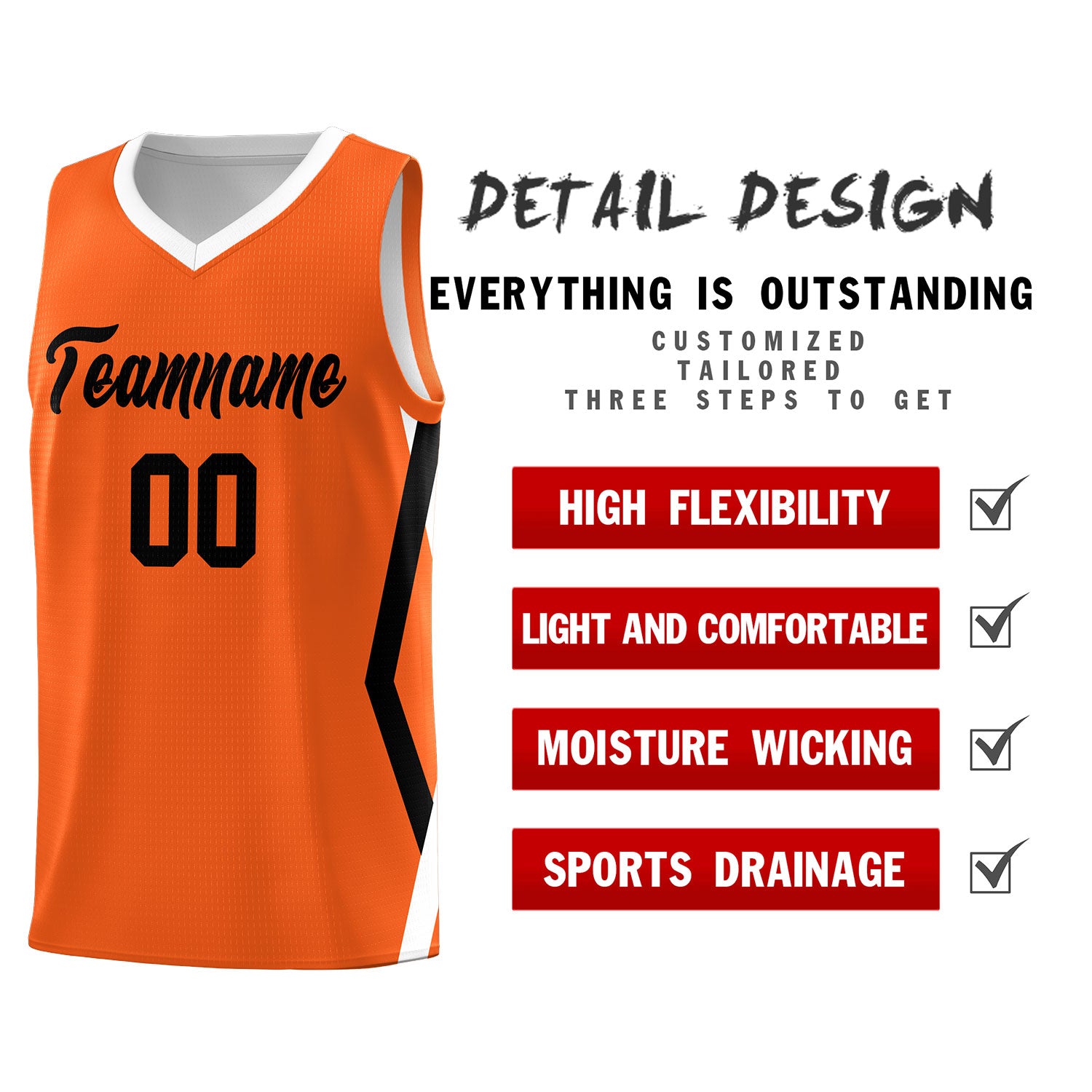 Custom Orange Side Rhombus Graffiti Pattern Kits Basketball Jersey|KXKSHOP